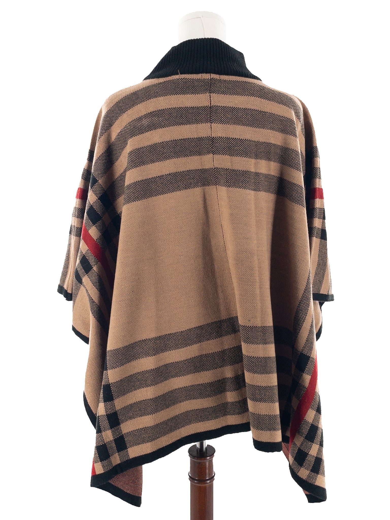 Anne Klein Tan Black Plaid Acrylic Size L Poncho
