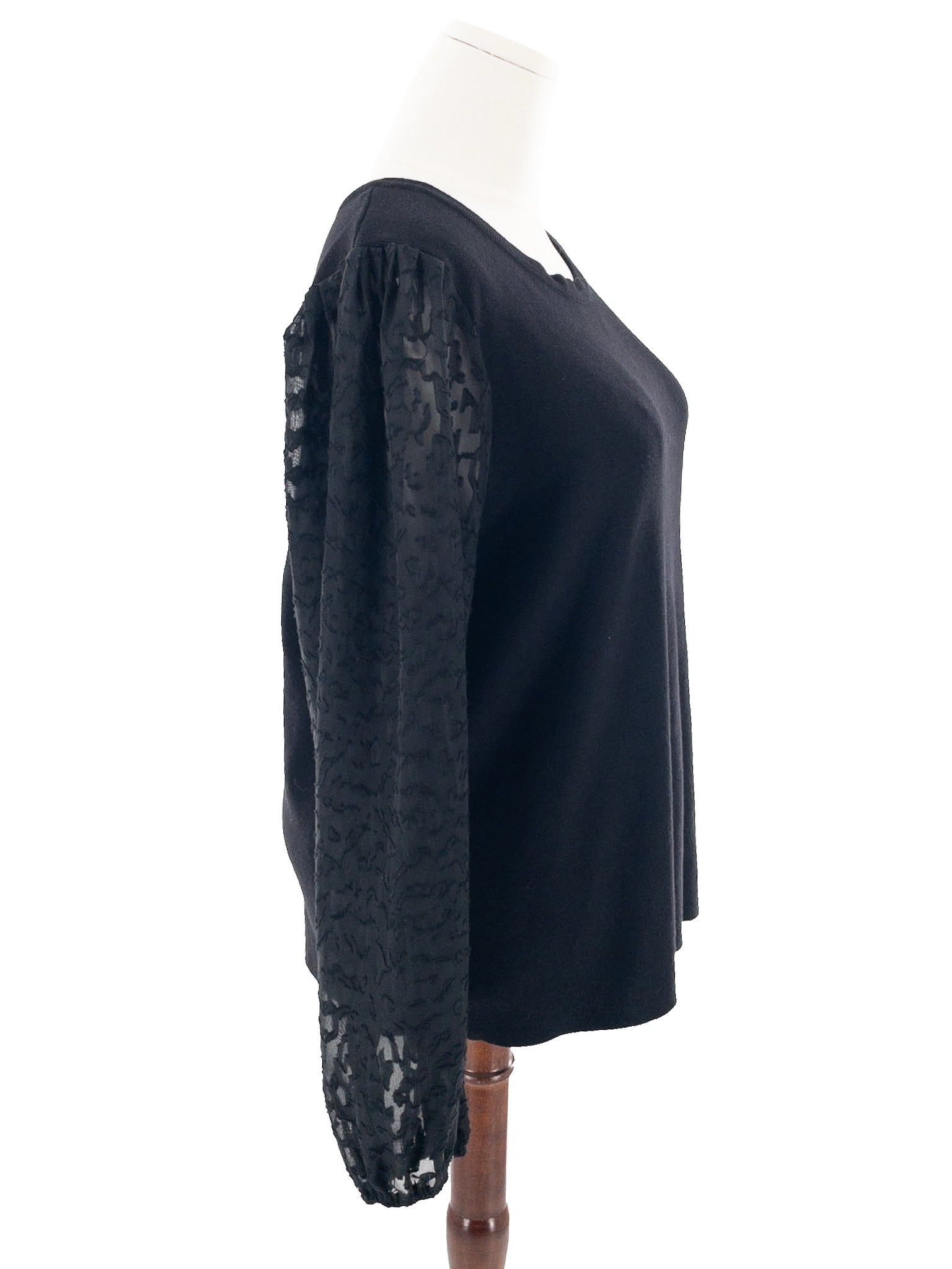 Tahari Black Puffed Sleeve Mixed Media Size 2X Sweaters