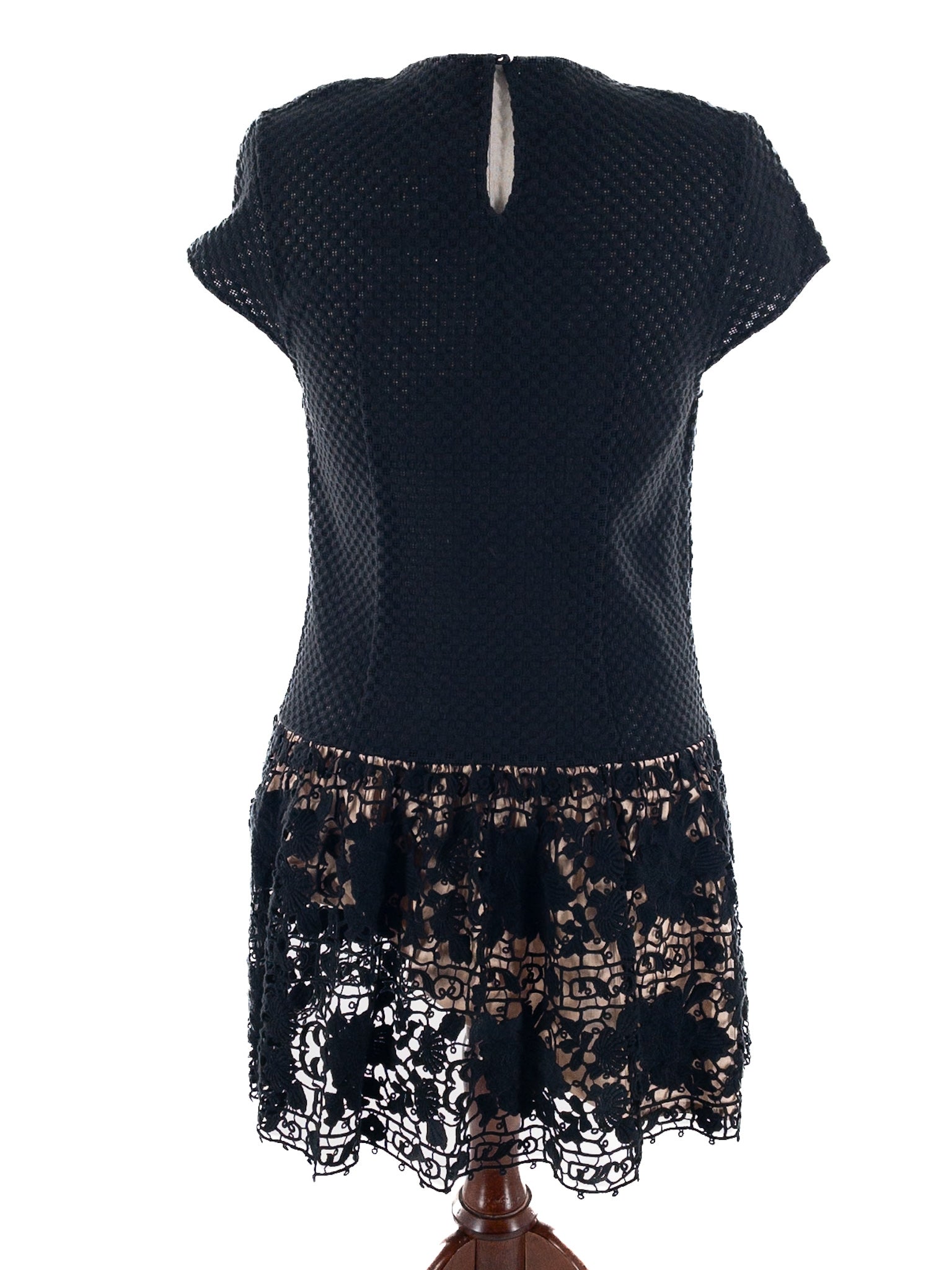 Collette Black Lace Cotton Cap Sleeve Size M Dress
