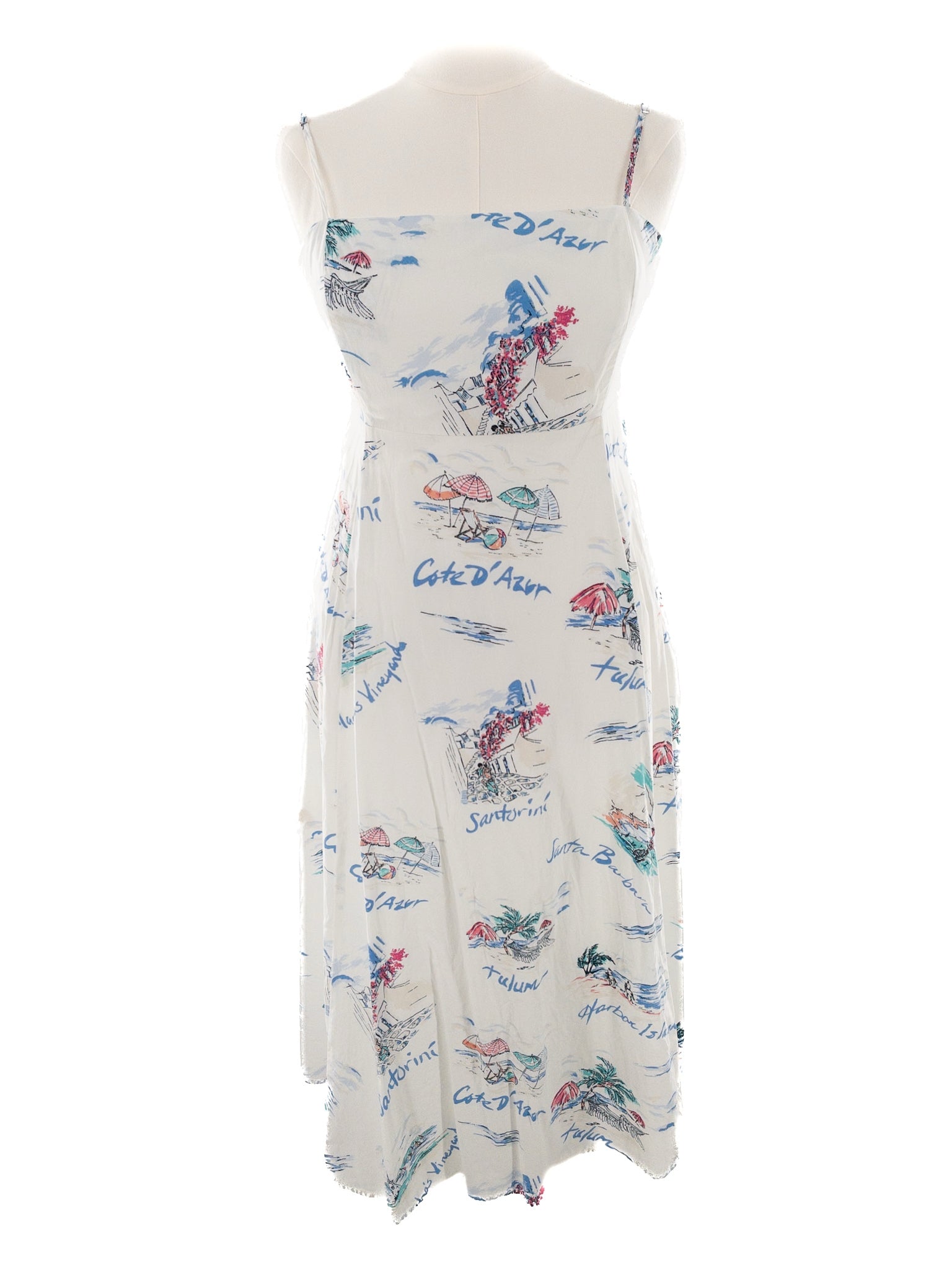 Gap White Multi Print Cotton Spaghetti Strap Size M Dress
