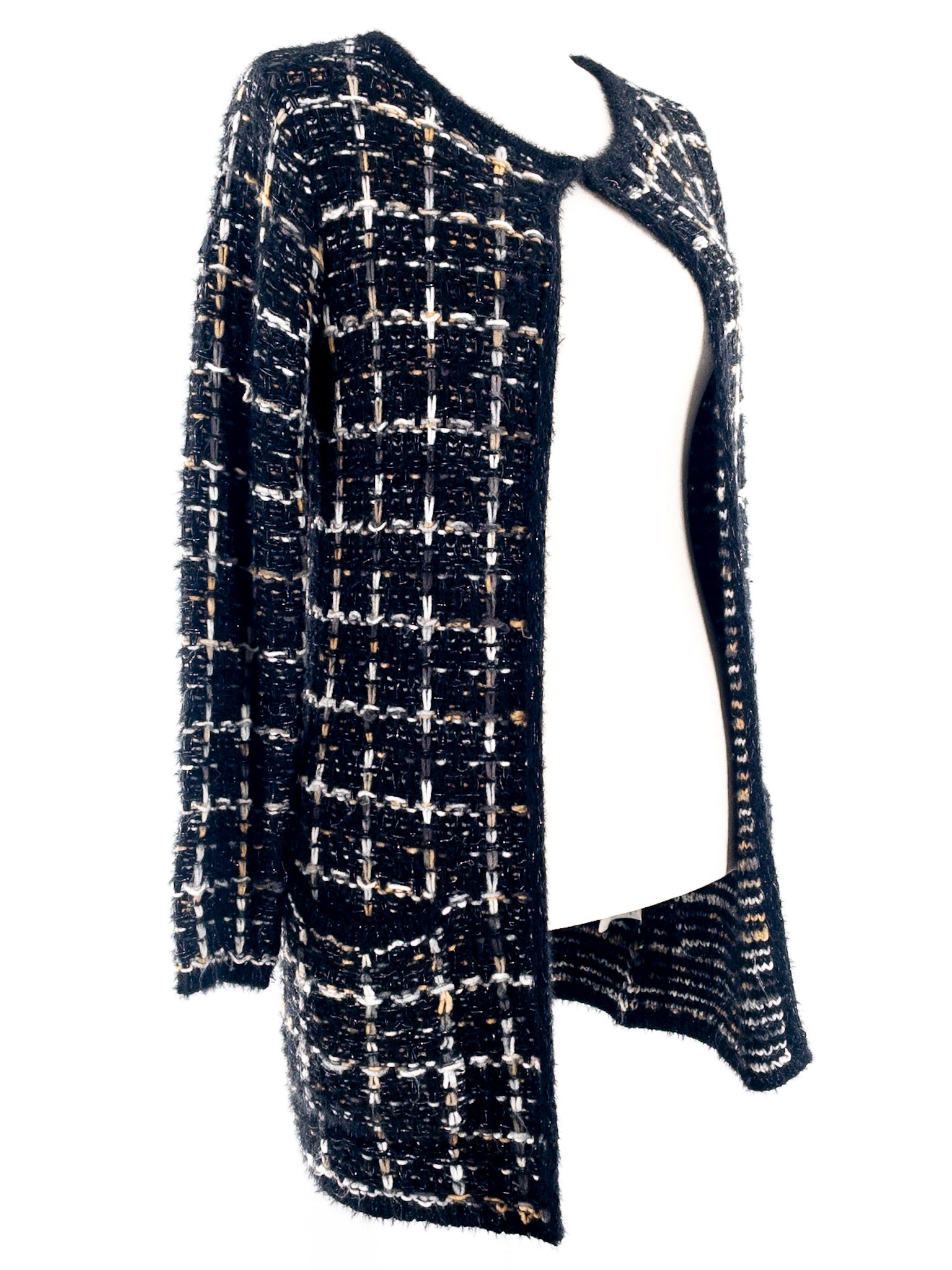 Cocobleu Black White Tweed Acrylic Blend Size M Cardigan