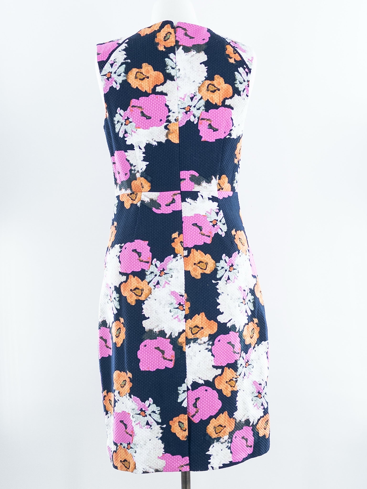 J Crew Navy Pink Floral Cotton Blend Sleeveless Size 10 Dress