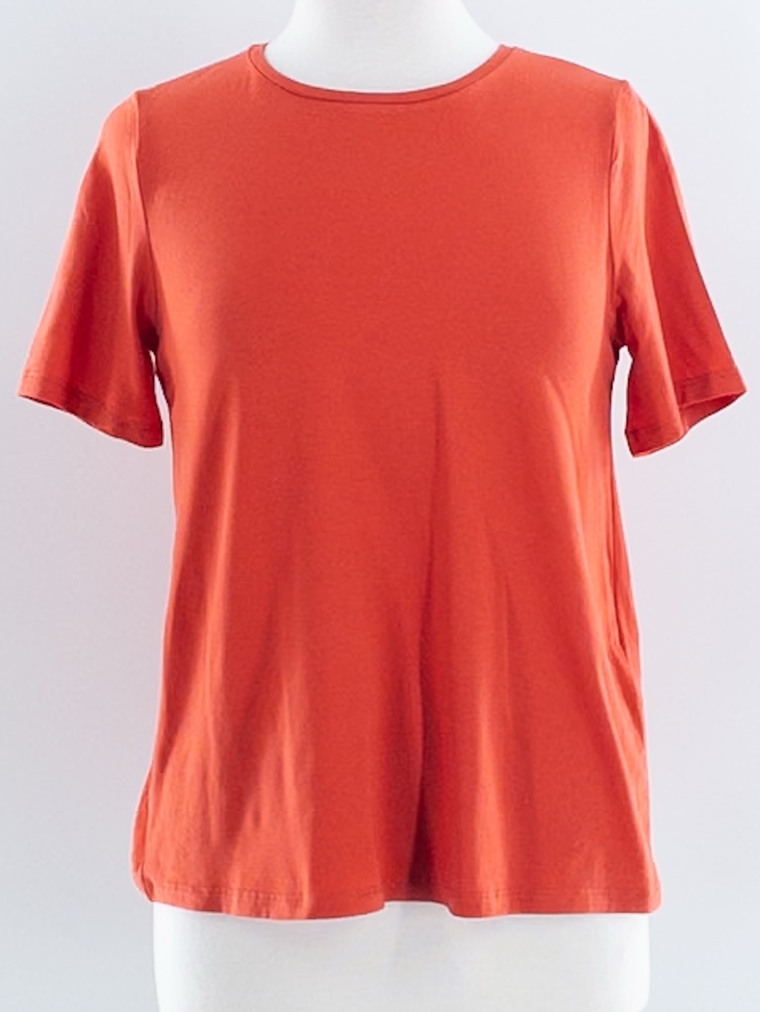 Eileen Fisher Coral Scoop Neck Tencel Short Sleeve Size XS T Shirt