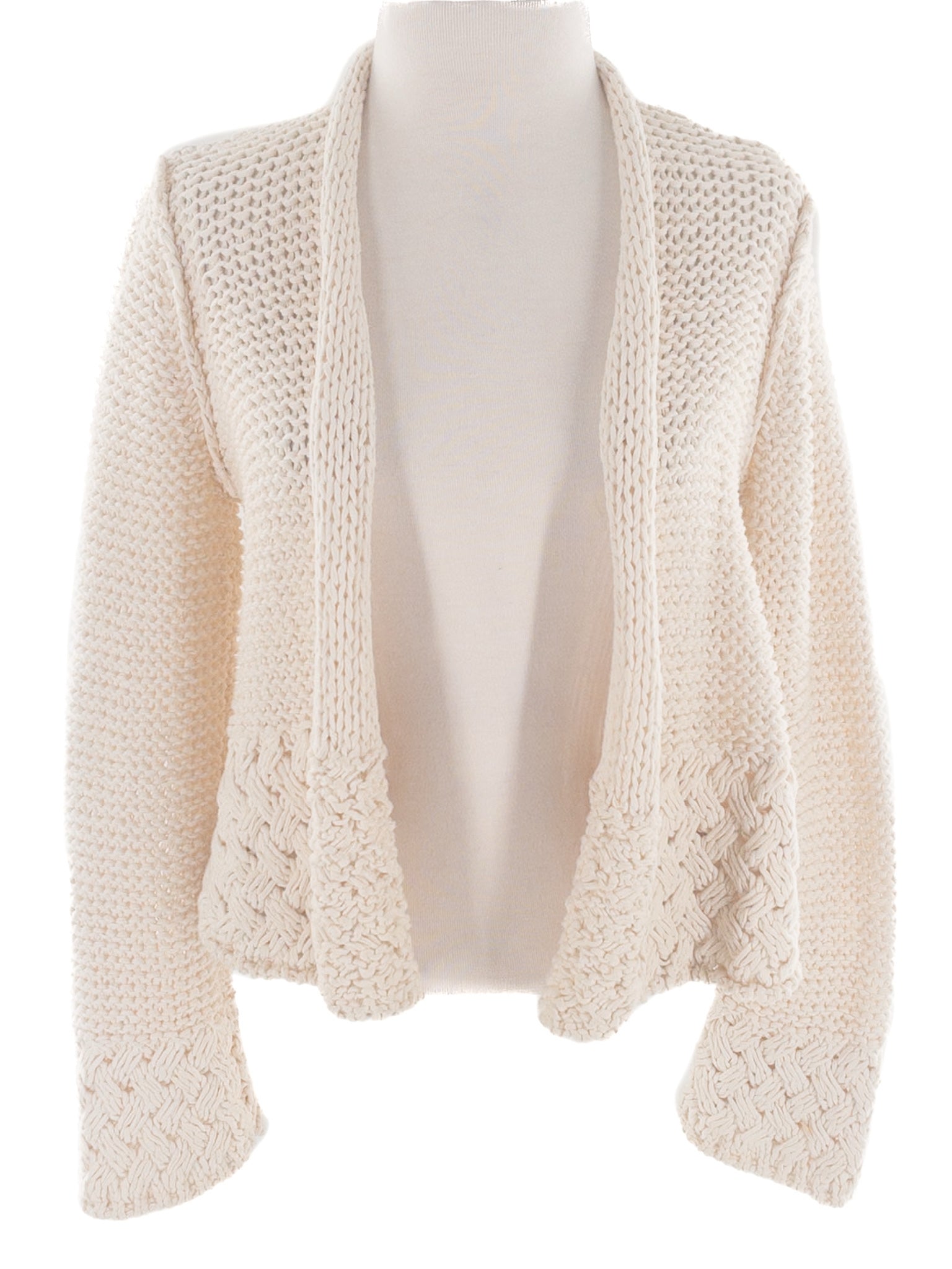 J Jill Ivory Cable Cotton Blend Size LP Cardigan
