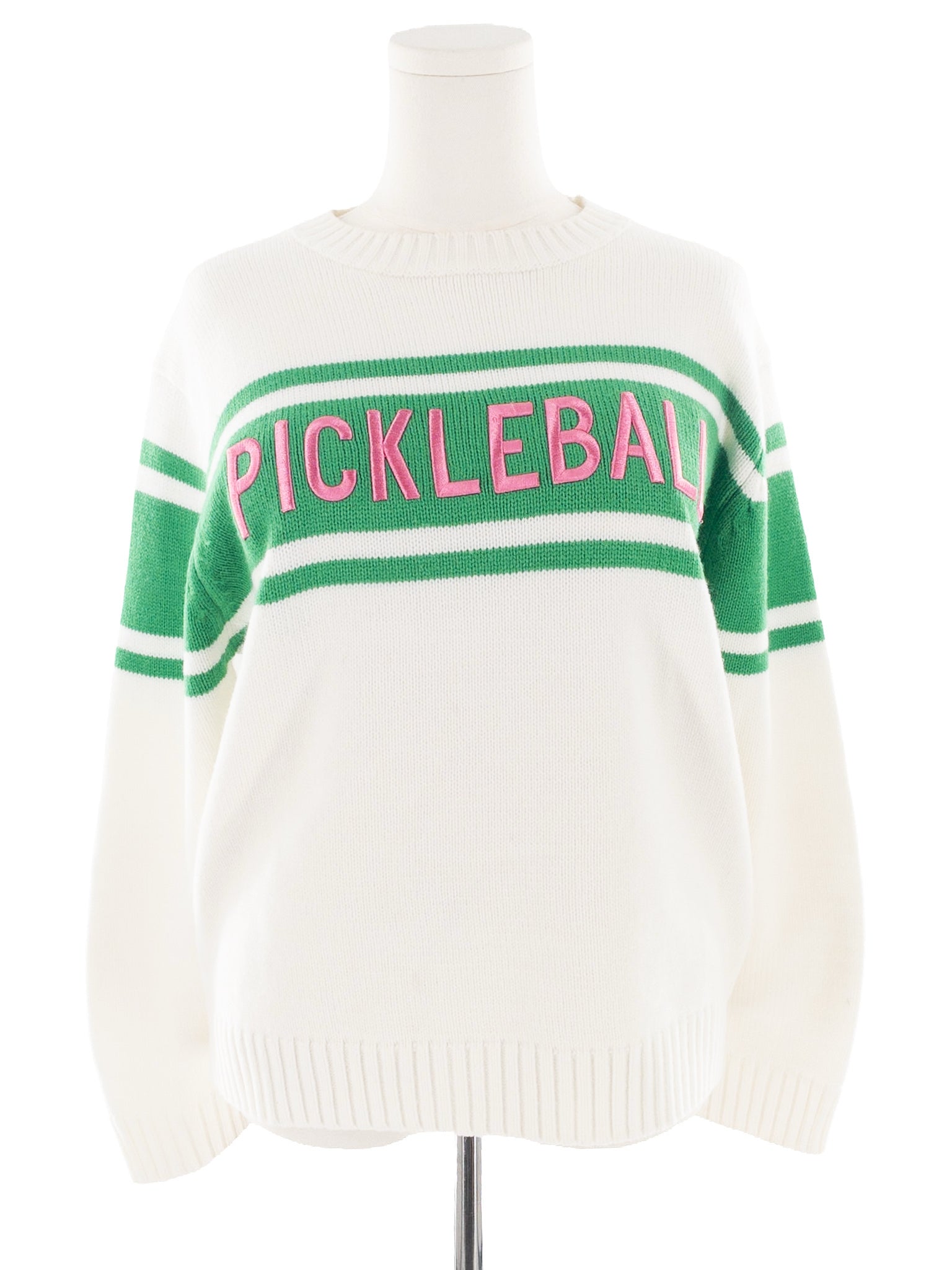 Runway Athletics Cream Green Print Acrylic Size M Sweaters