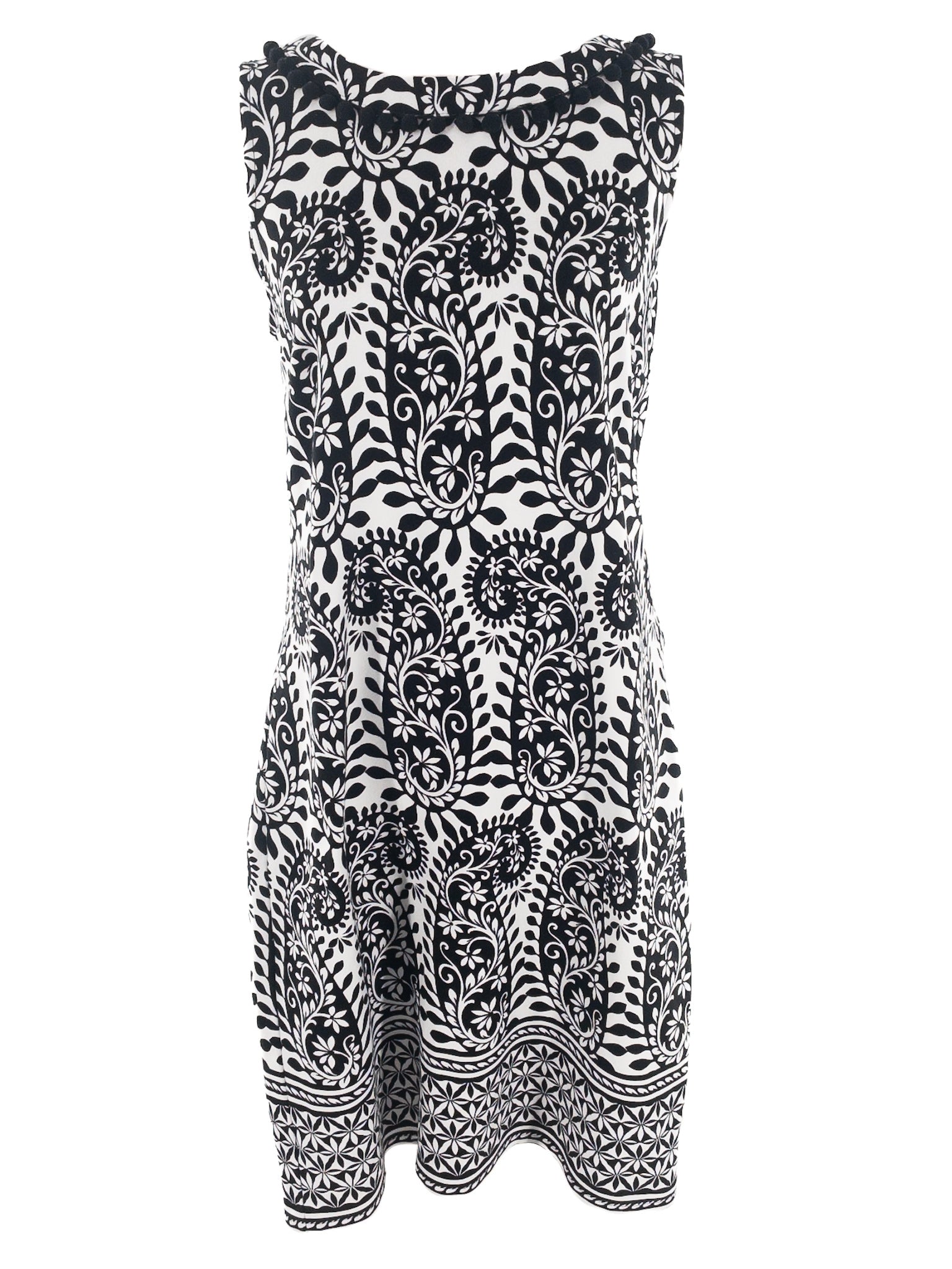 Talbots Black White Print Cotton Blend Sleeveless Size M Dress