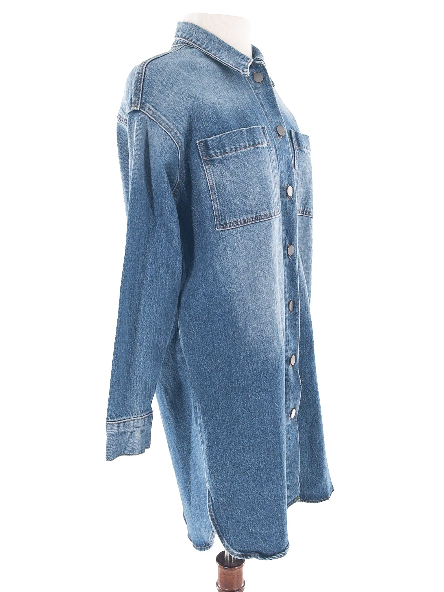 Evereve Blue Washed Denim Long Sleeve Size S Dress