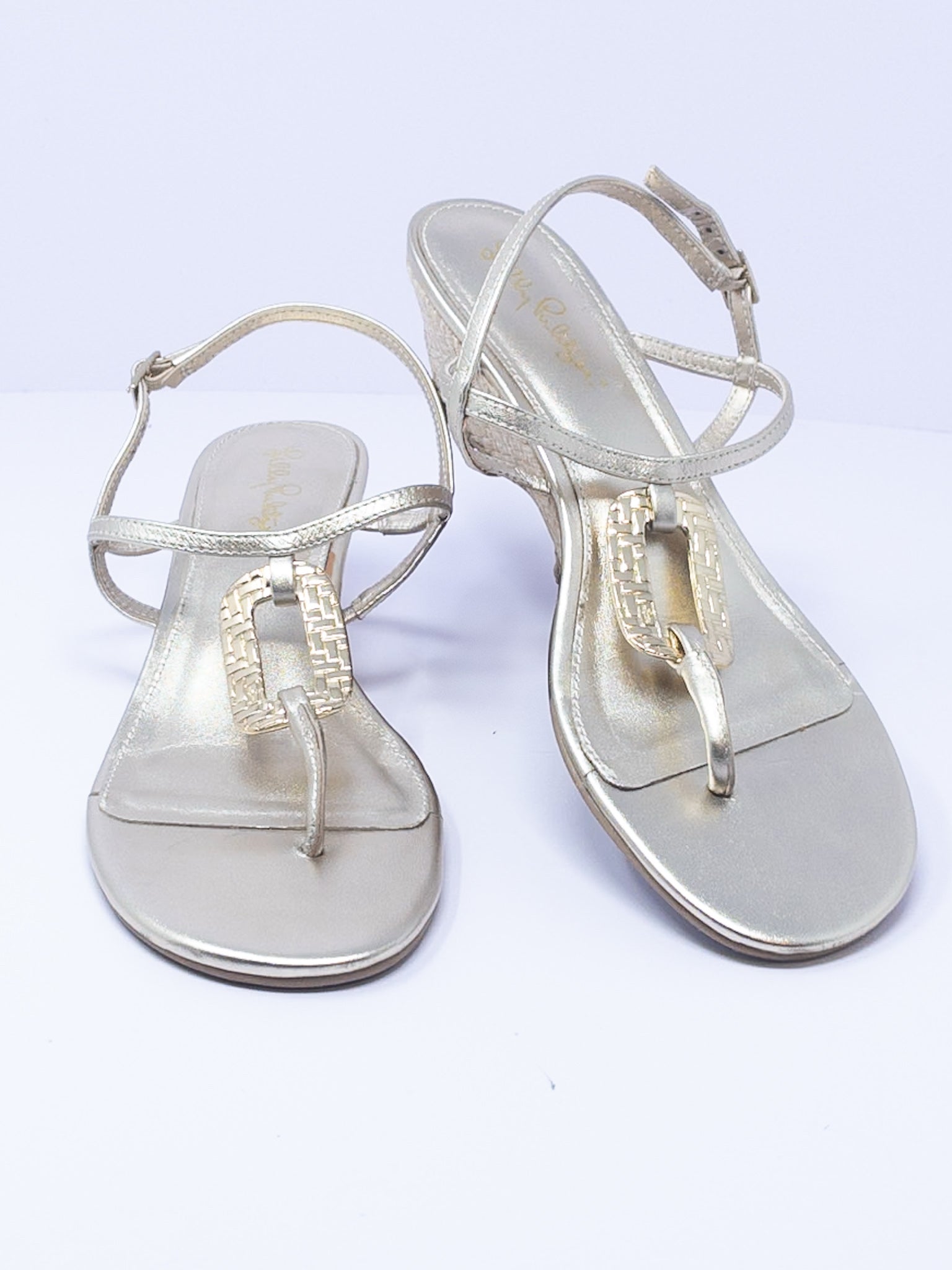 Lilly Pulitzer Gold Strappy Leather 8.5 Sandals