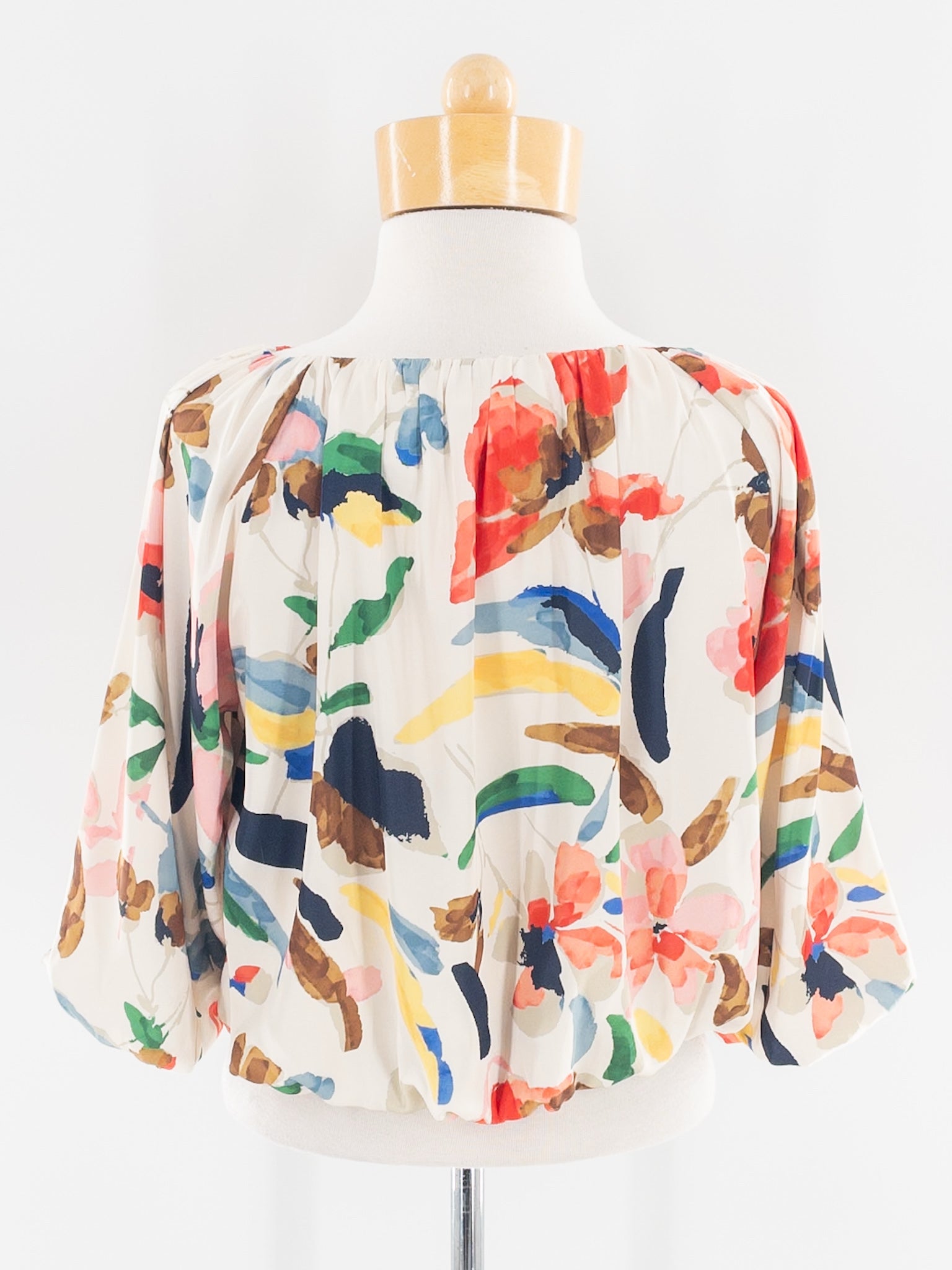 THML Cream Multi Floral Polyester Blend 3/4 Sleeve Size XS Blouse