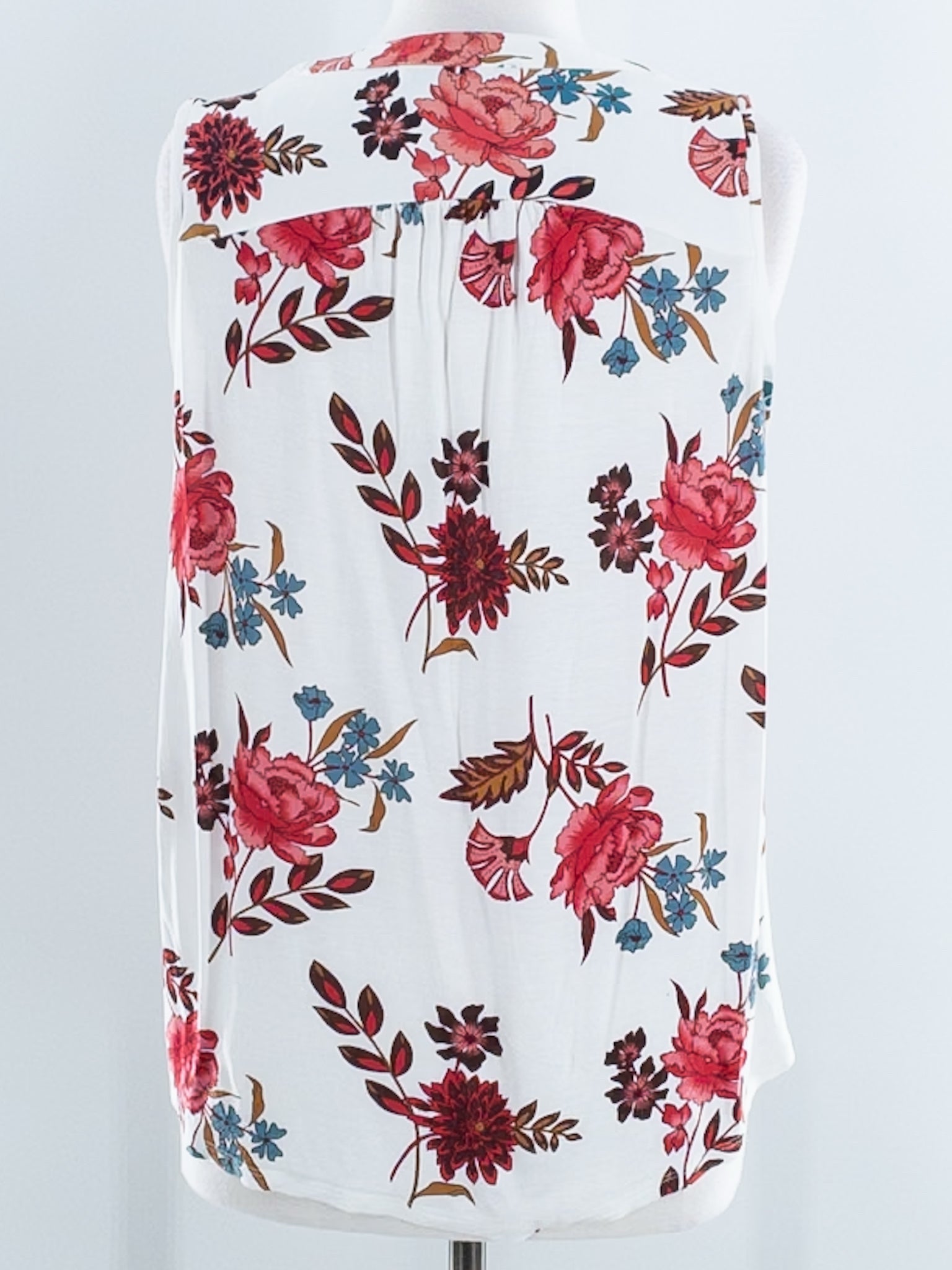 Loft White Multi Floral Rayon Sleeveless Size S Blouse