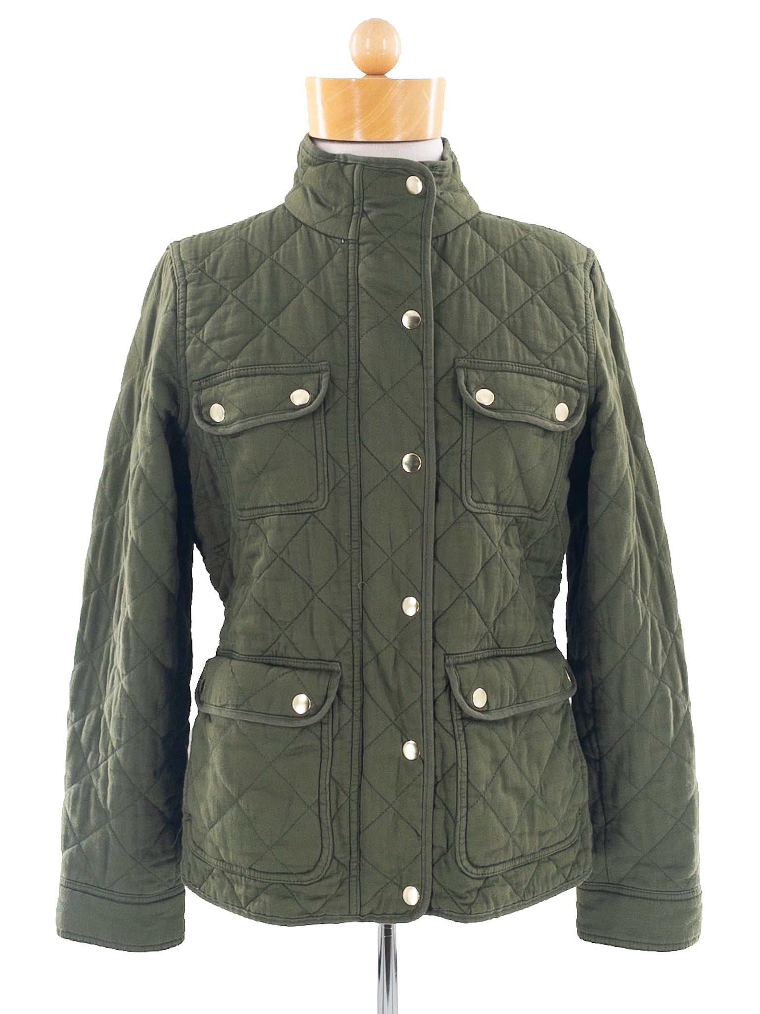 J Crew Olive Quilt Cotton Blend Size M Jacket