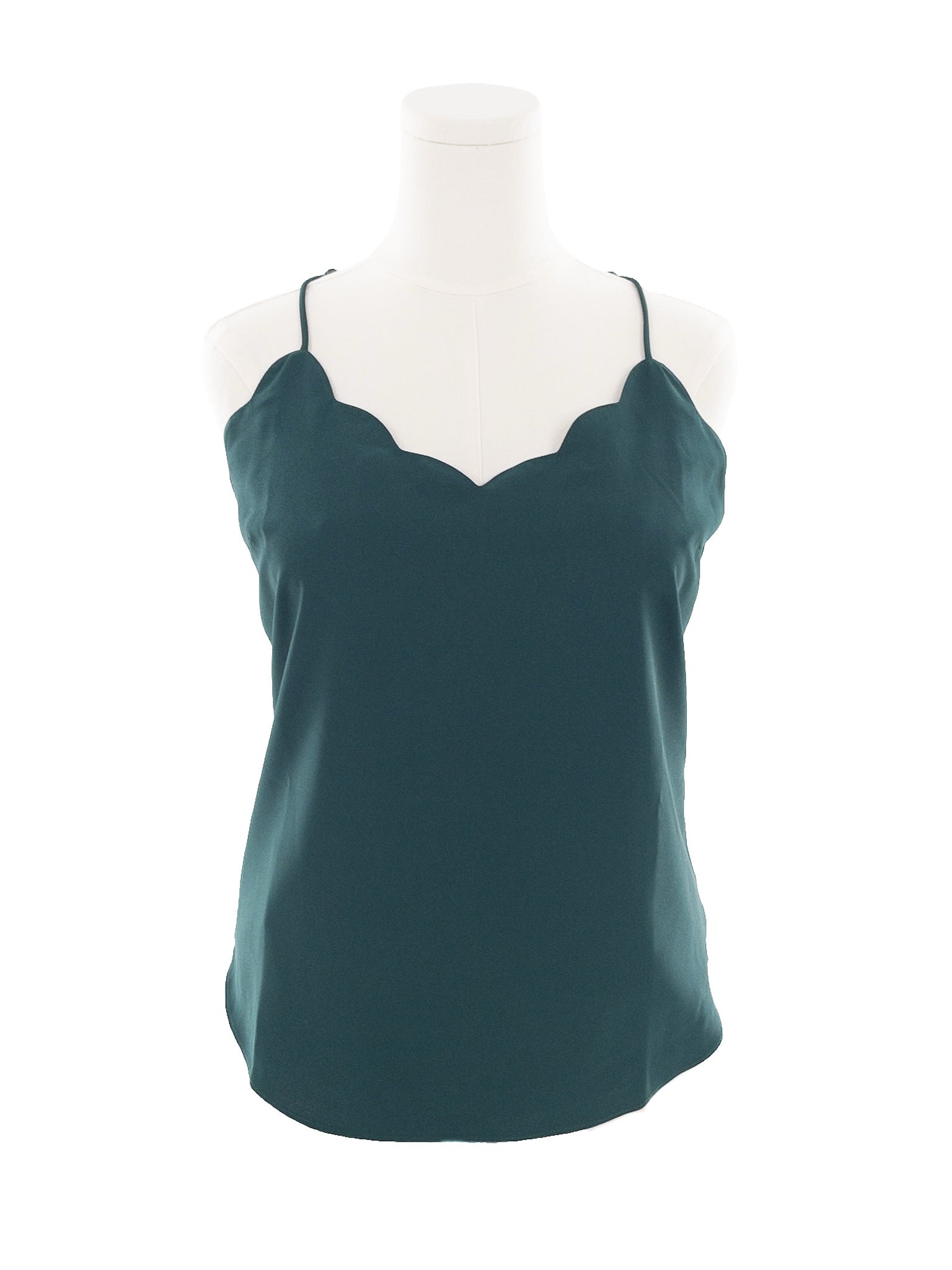 J Crew Bottle Green Polyester Spaghetti Strap Size 8 Blouse