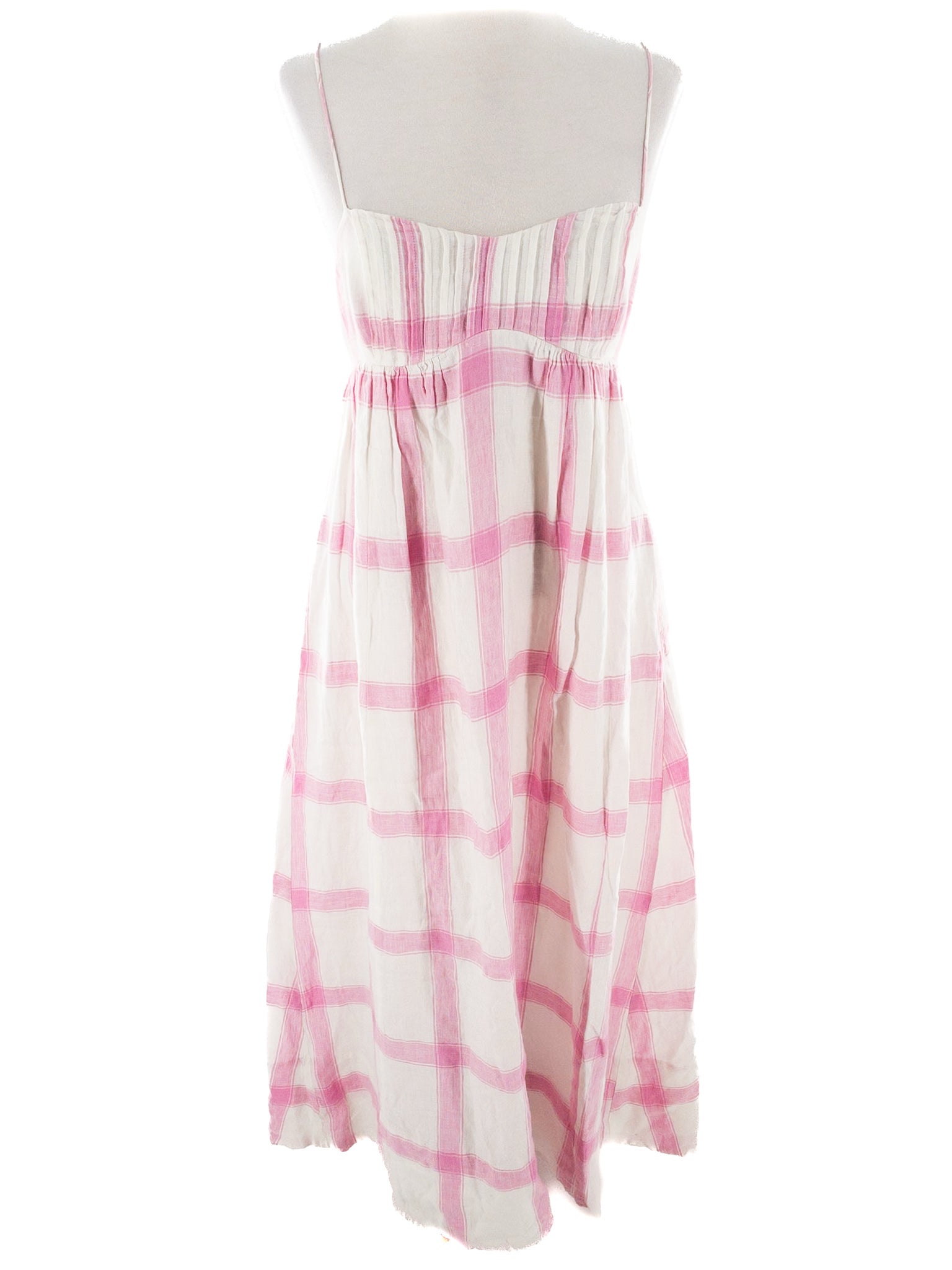 Maeve Cream Pink Windowpane Cotton Spaghetti Strap Size XS Dress