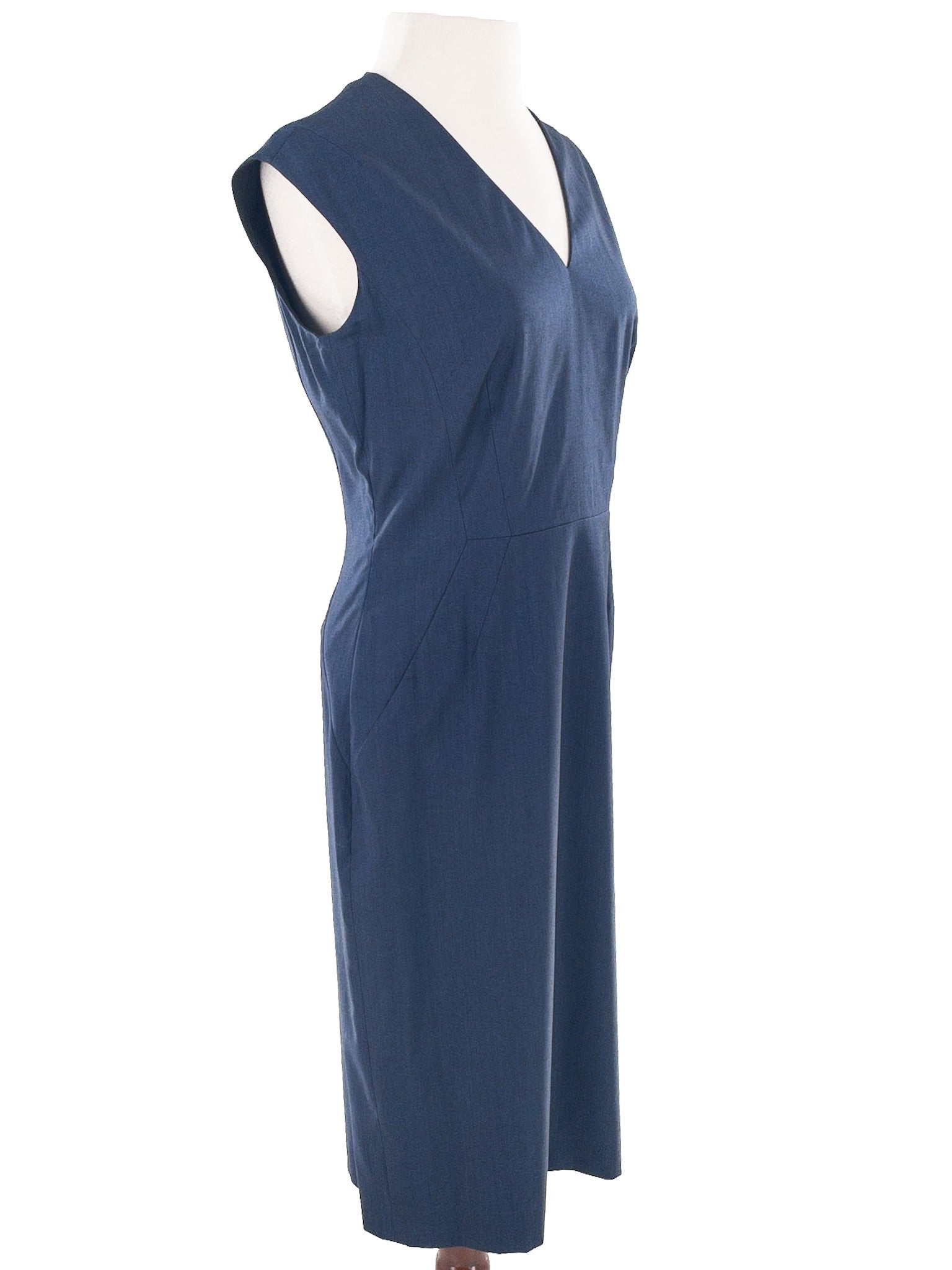 Boss Navy V Neck Cotton Blend Sleeveless Size 6 Dress