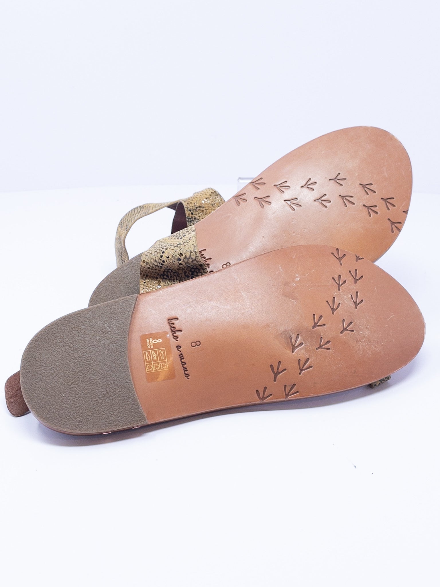 Beek Brown Snake Print Leather 8 Sandals