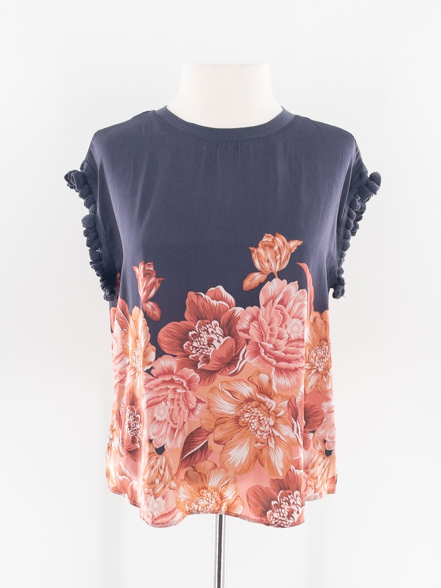 Elie Tahari Twilight Multi Floral Polyester Sleeveless Size S Blouse
