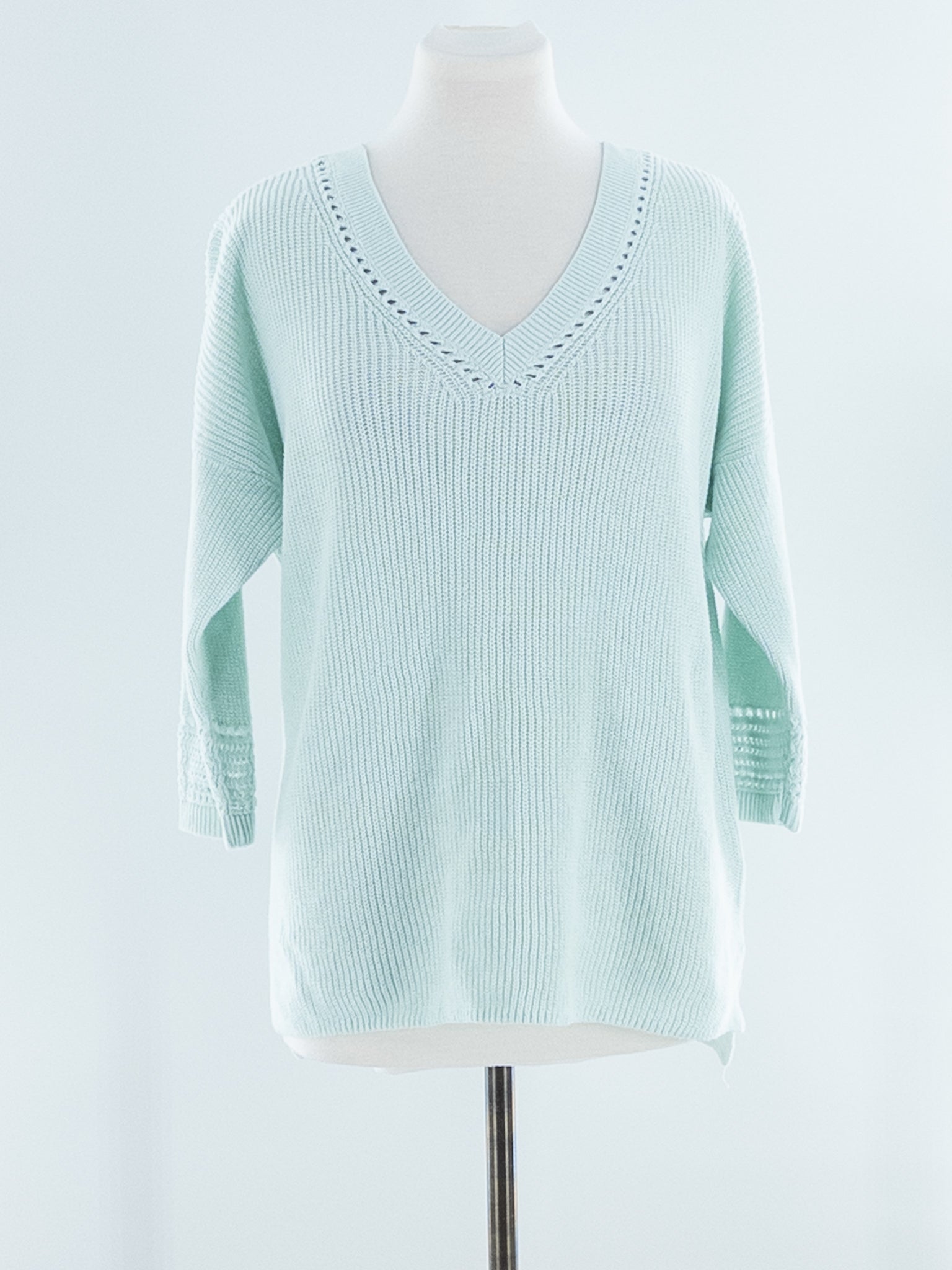 Lands End Mint Shaker Linen Blend Size L Sweaters