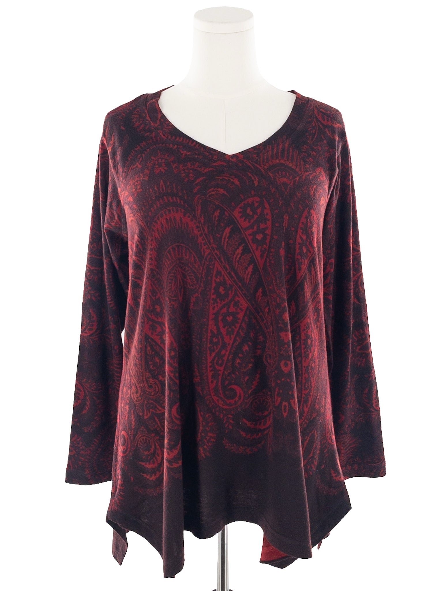 Soft Surroundings Red Print Polyester Blend Size L Sweaters