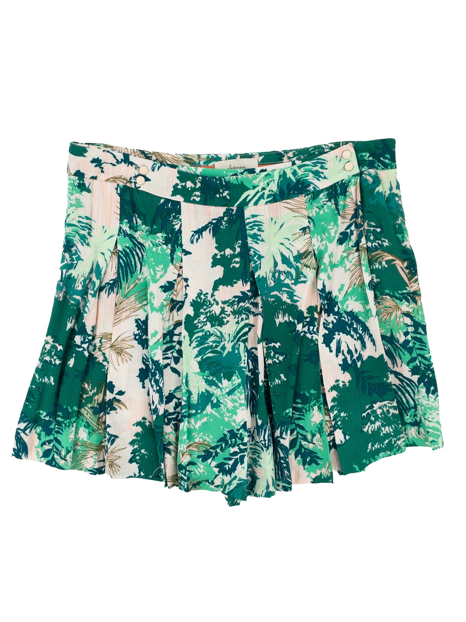 Elevenses Cream Green Leaves Rayon Size 8 Skorts/Active