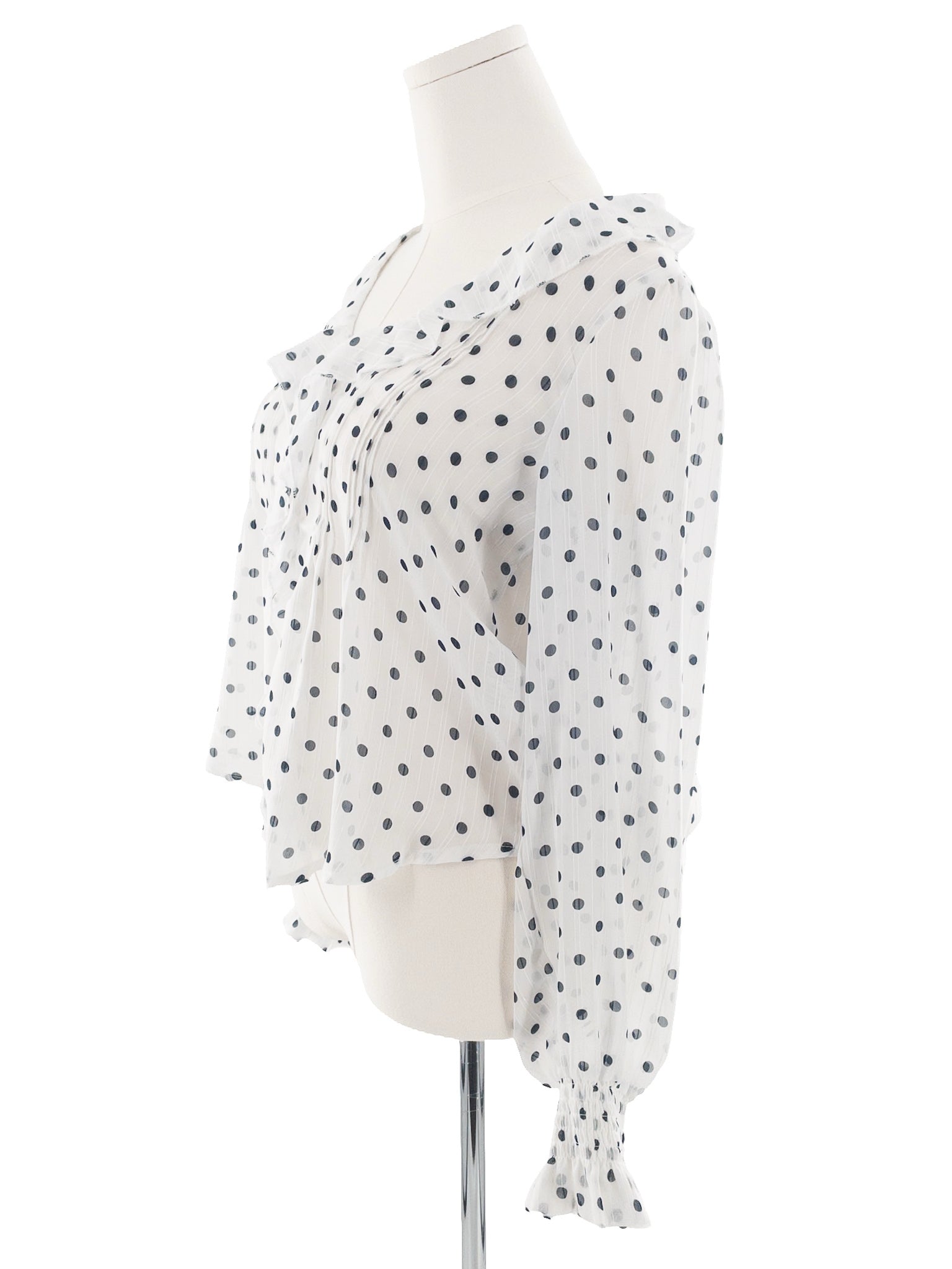 And Now This White Navy Dots Polyester Long Sleeve Size M Blouse