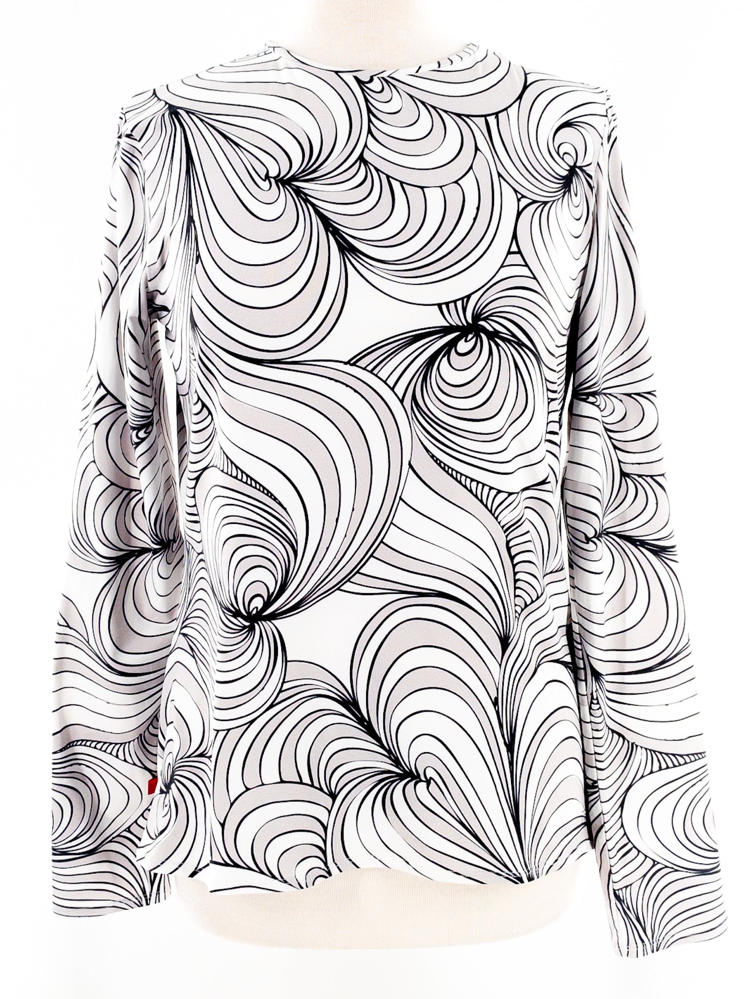 Terry White Gray Swirl Polyester Blend Long Sleeve Size L T Shirt