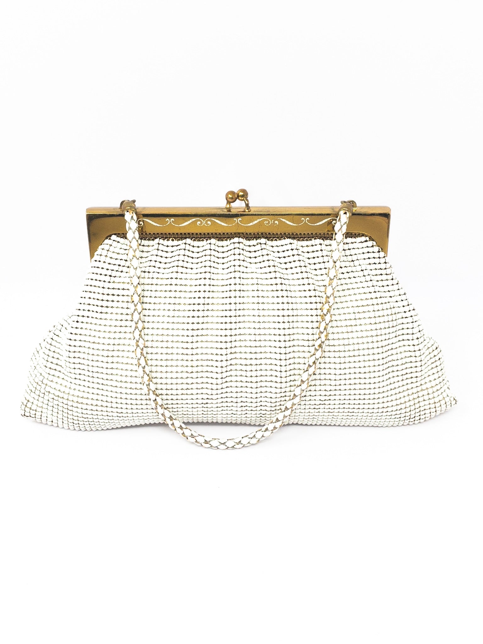 Whiting & Davis White Gold Mesh Metallic Purse