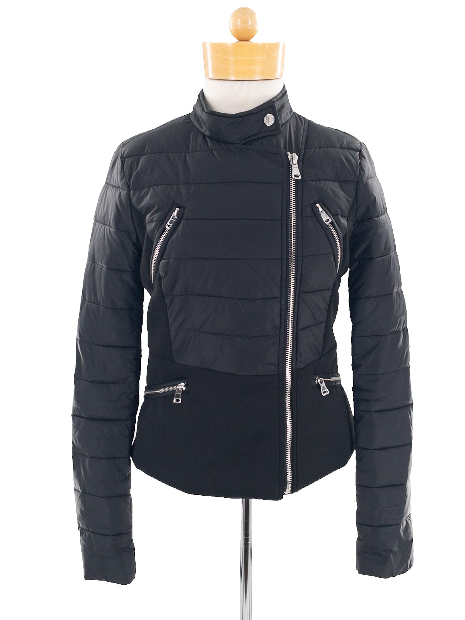 John + Jenn Black Quilt Polyester Size S Jacket