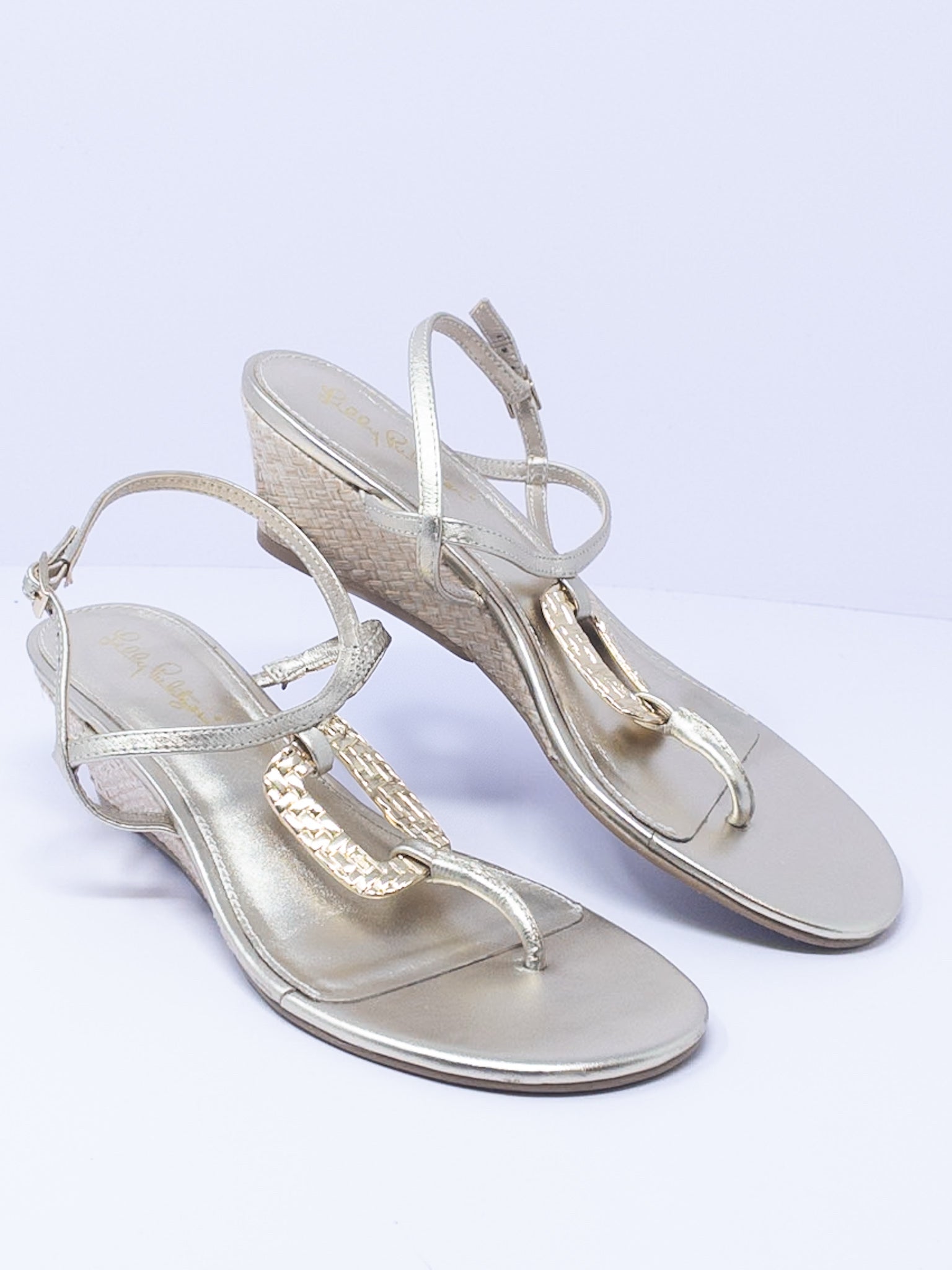 Lilly Pulitzer Gold Strappy Leather 8.5 Sandals