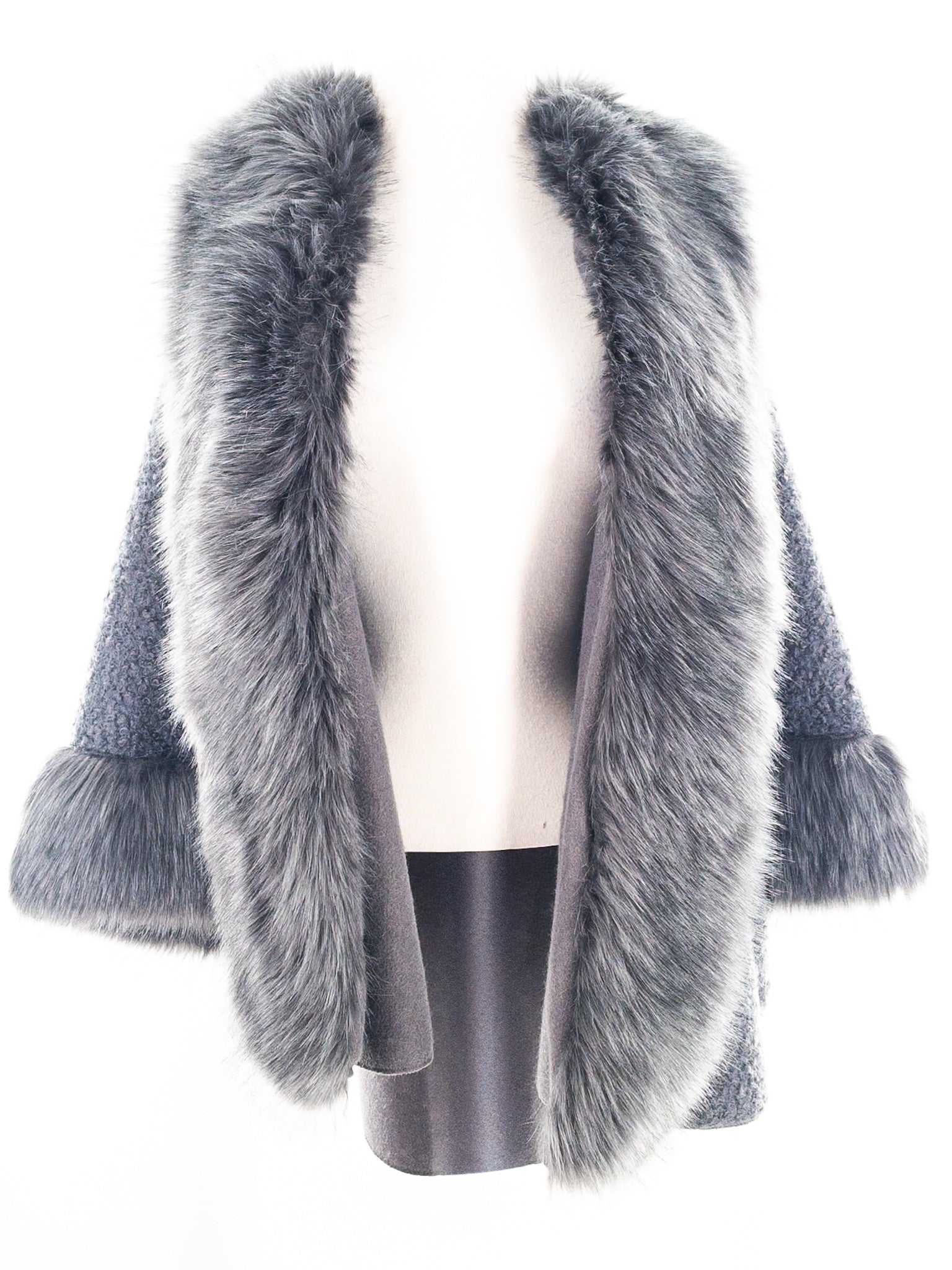 Dusty Blue Boucle Size One Size Poncho