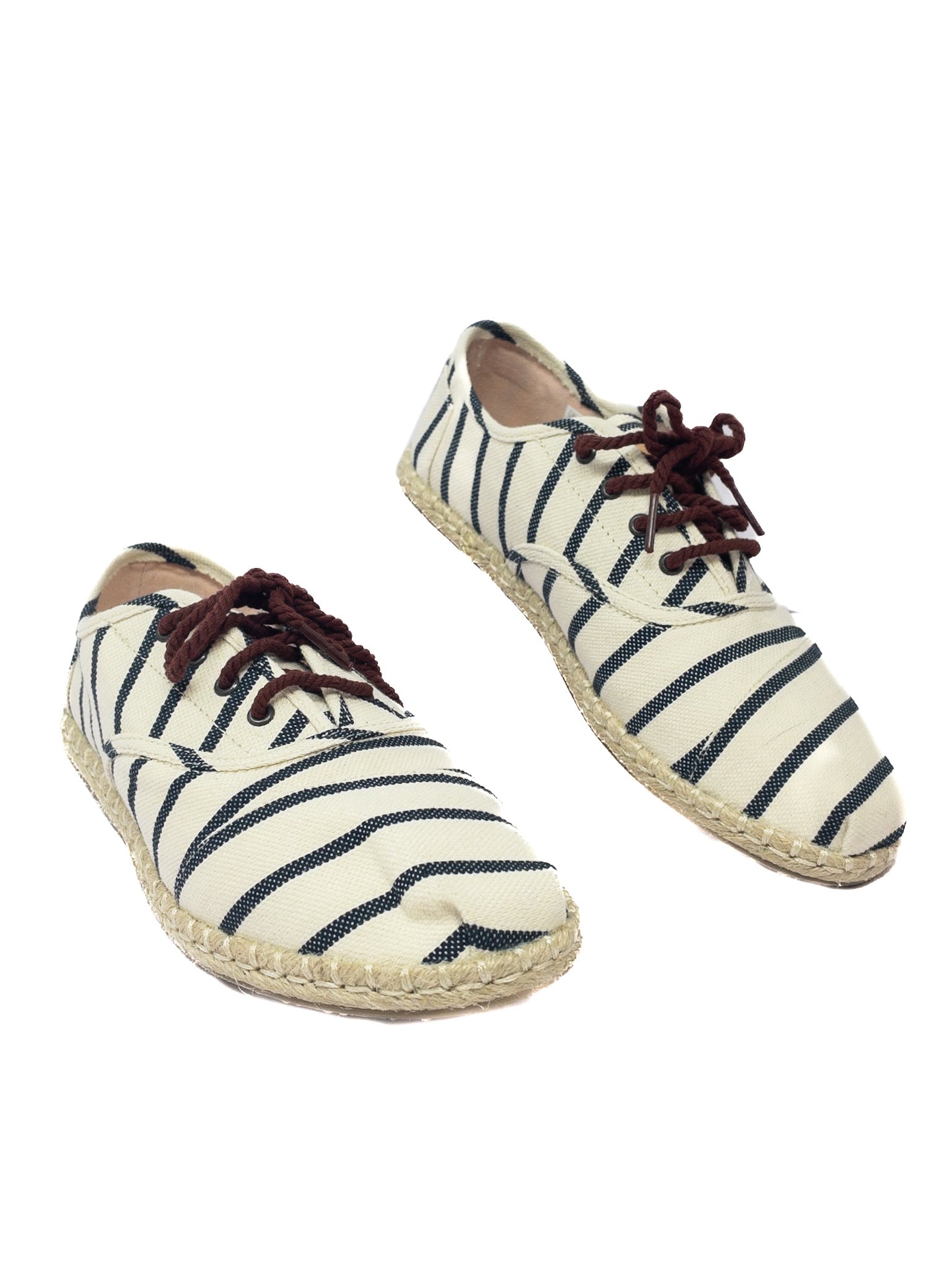 Toms Cream Navy Stripe Fabric 8 Sneakers