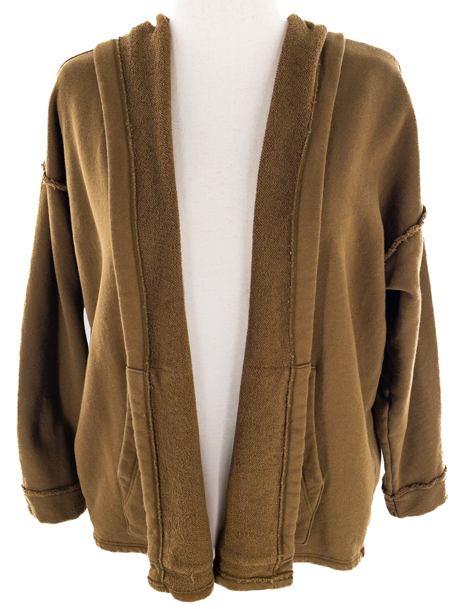 Eileen Fisher Ochre Open Front Cotton Blend Size L Sweatshirt