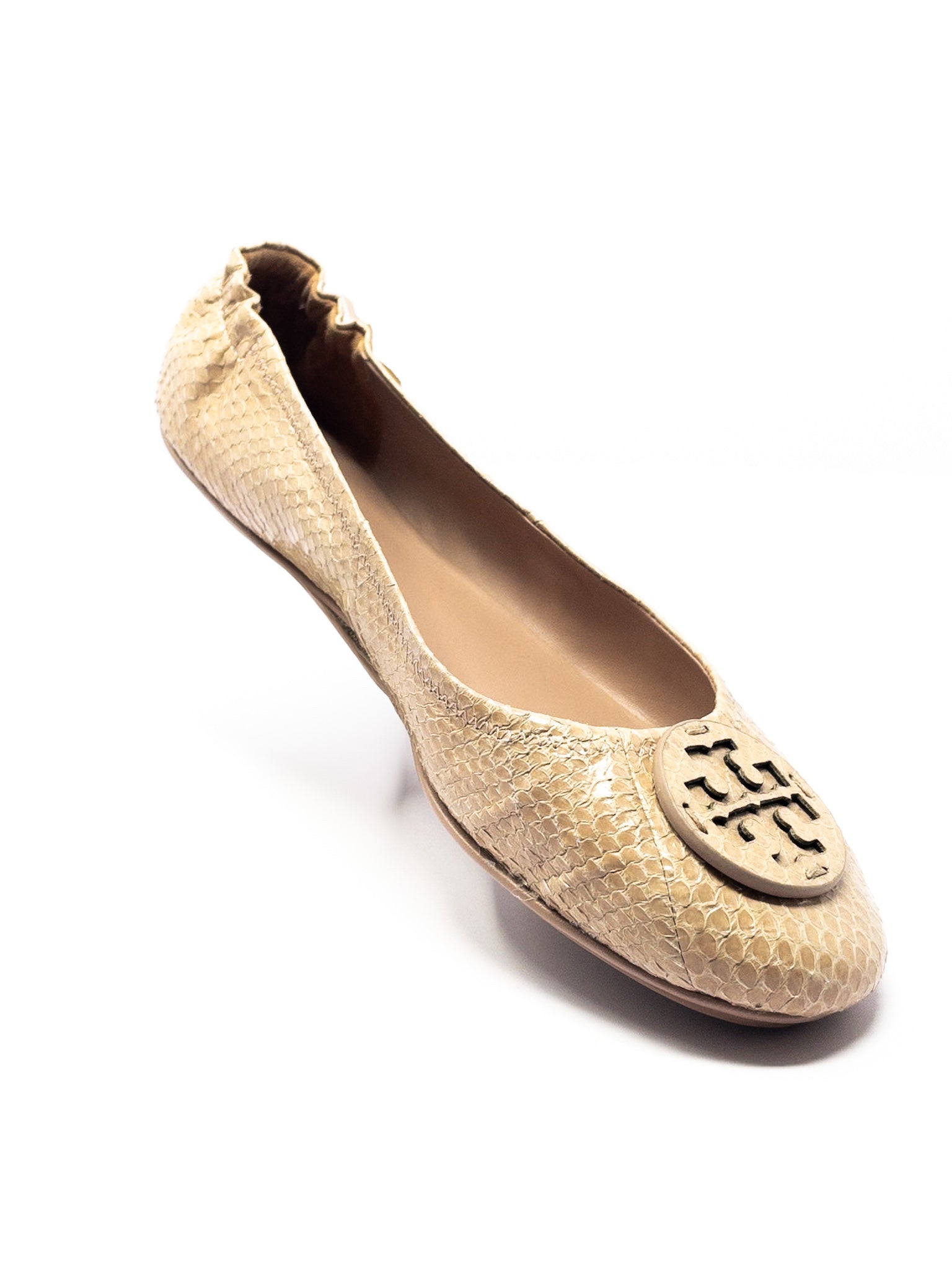 Tory Burch Nude Snake Print Leather 10 Flats