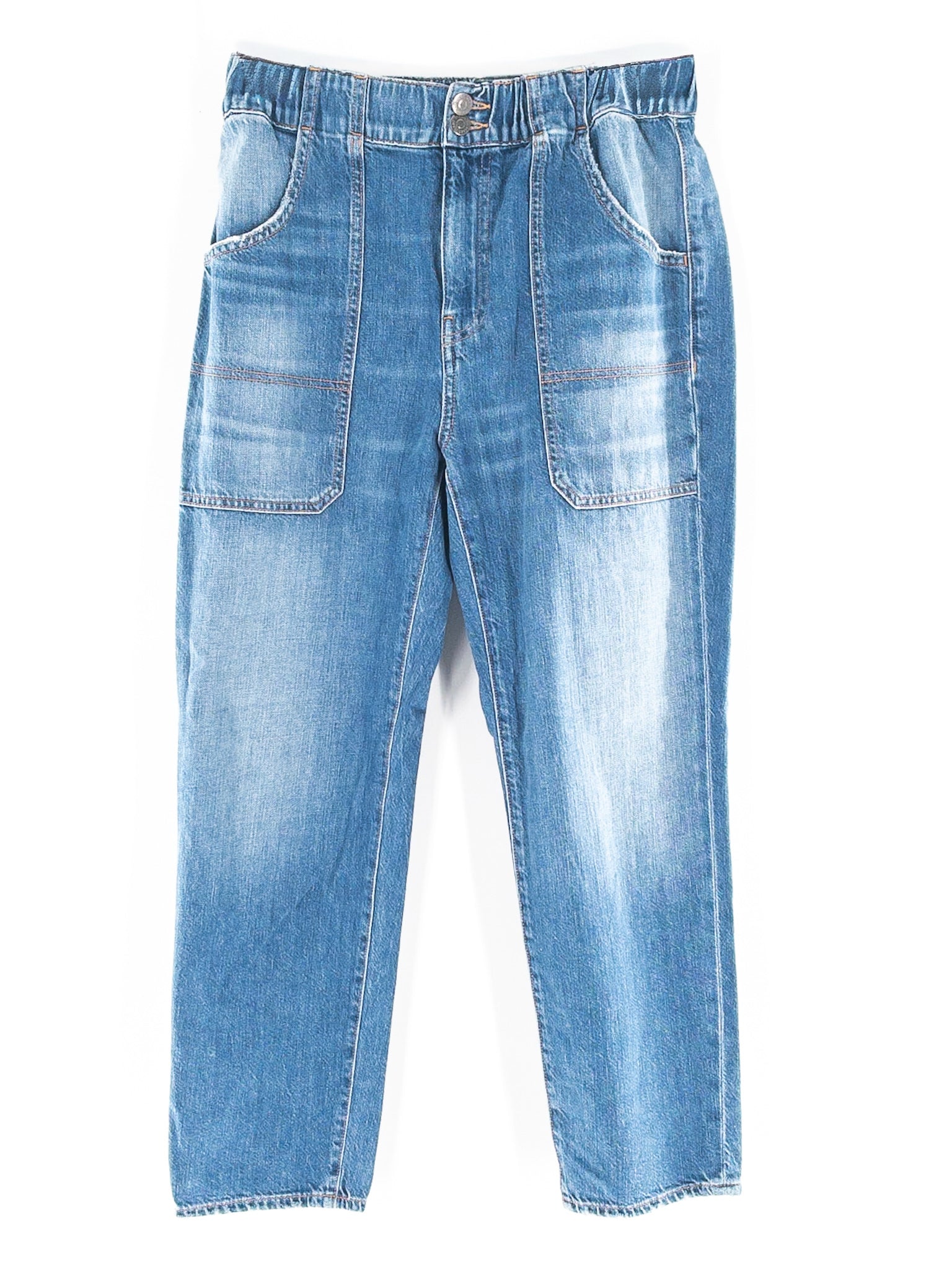 Veronica Beard Blue Washed Cotton Blend Taper Size 8 Jeans