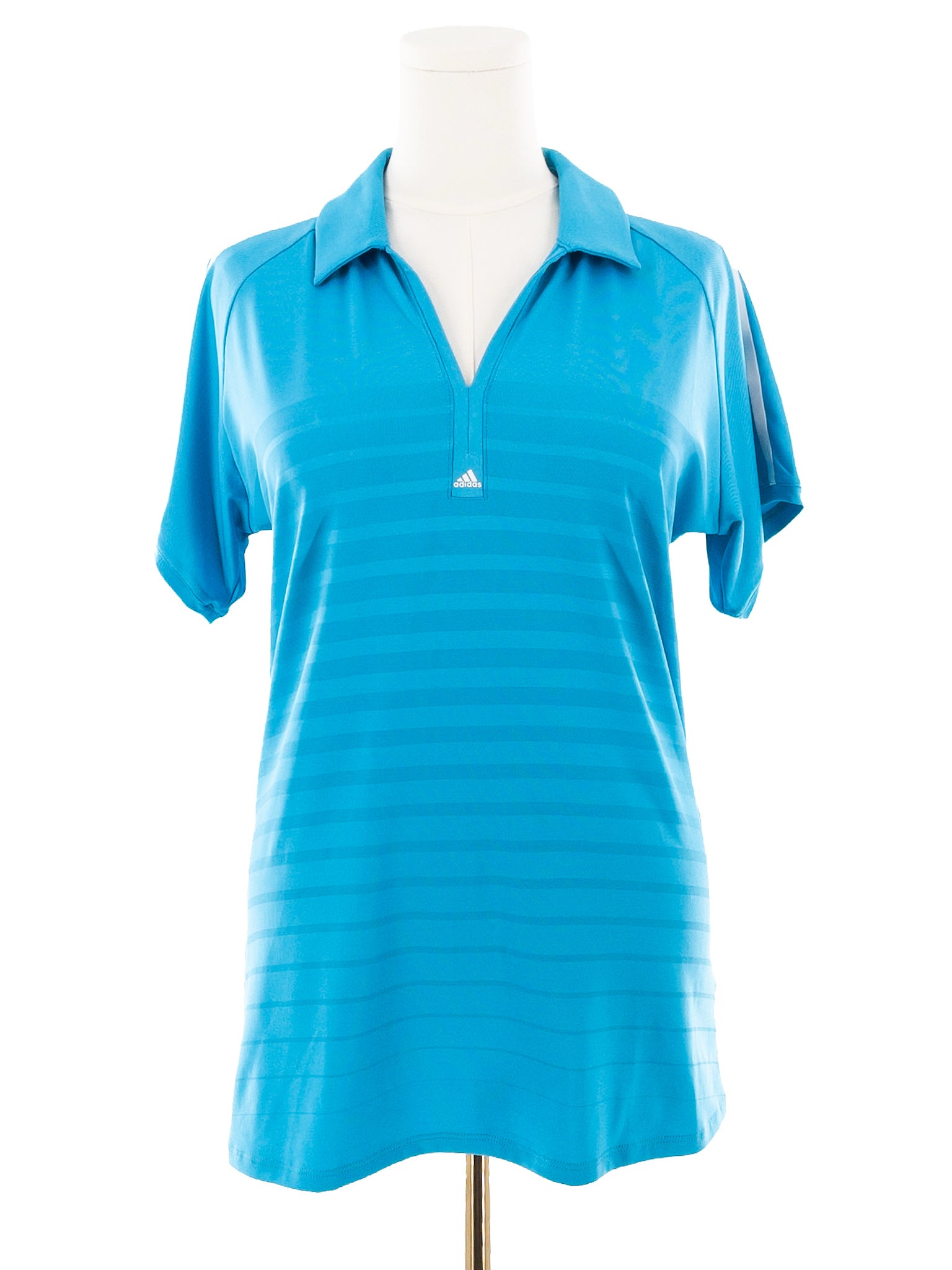 Adidas Turquoise Stripe Polyester Blend Size L T Shirts/Active