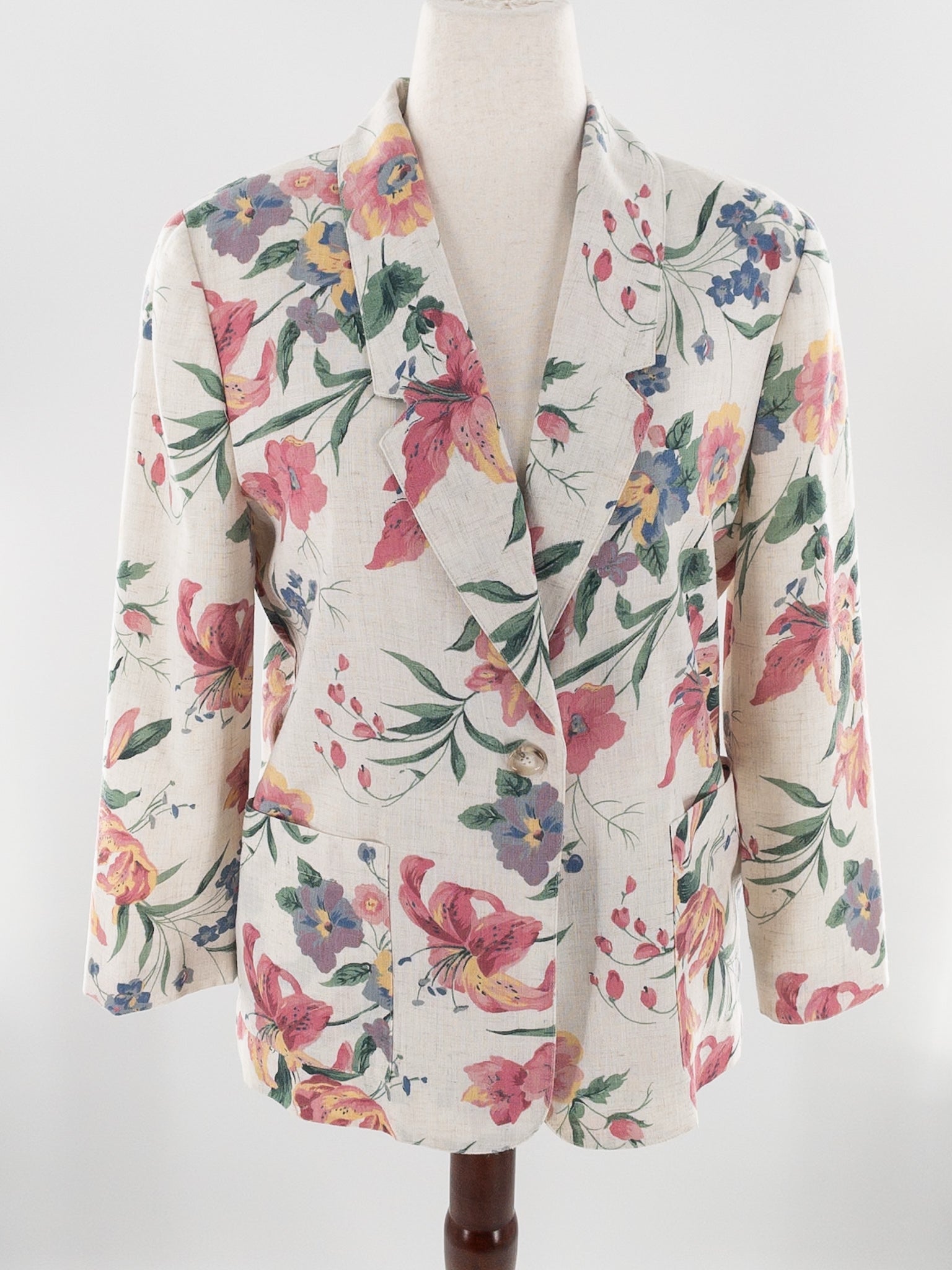 EHL Ivory Pink Floral Polyester Blend Size 10P Blazer