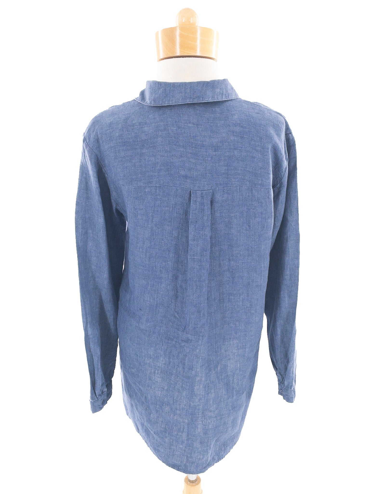 Eileen Fisher Blue Heather Linen Long Sleeve Size XS Blouse