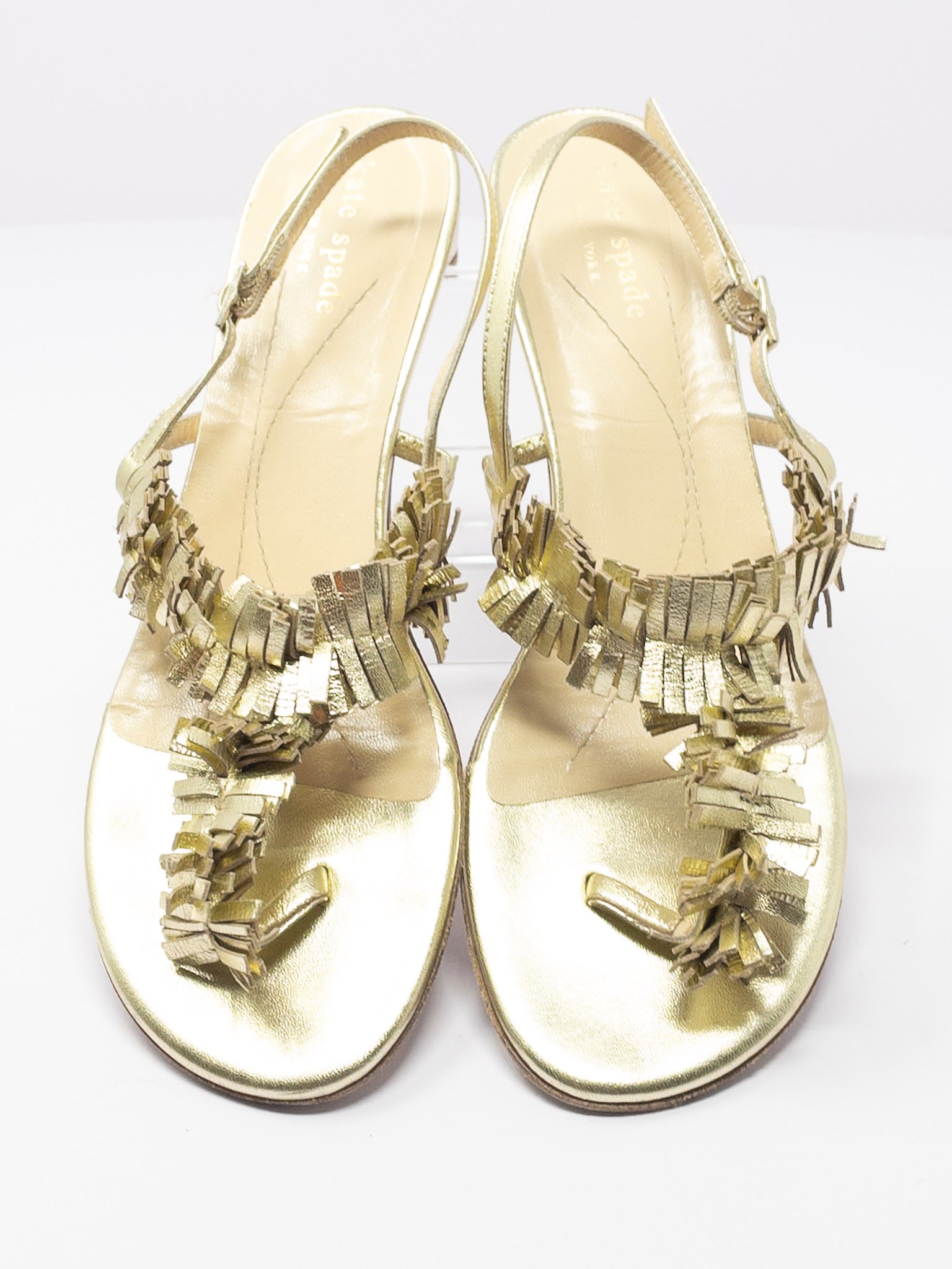 Kate Spade Gold Fringe Leather 7.5 Sandals