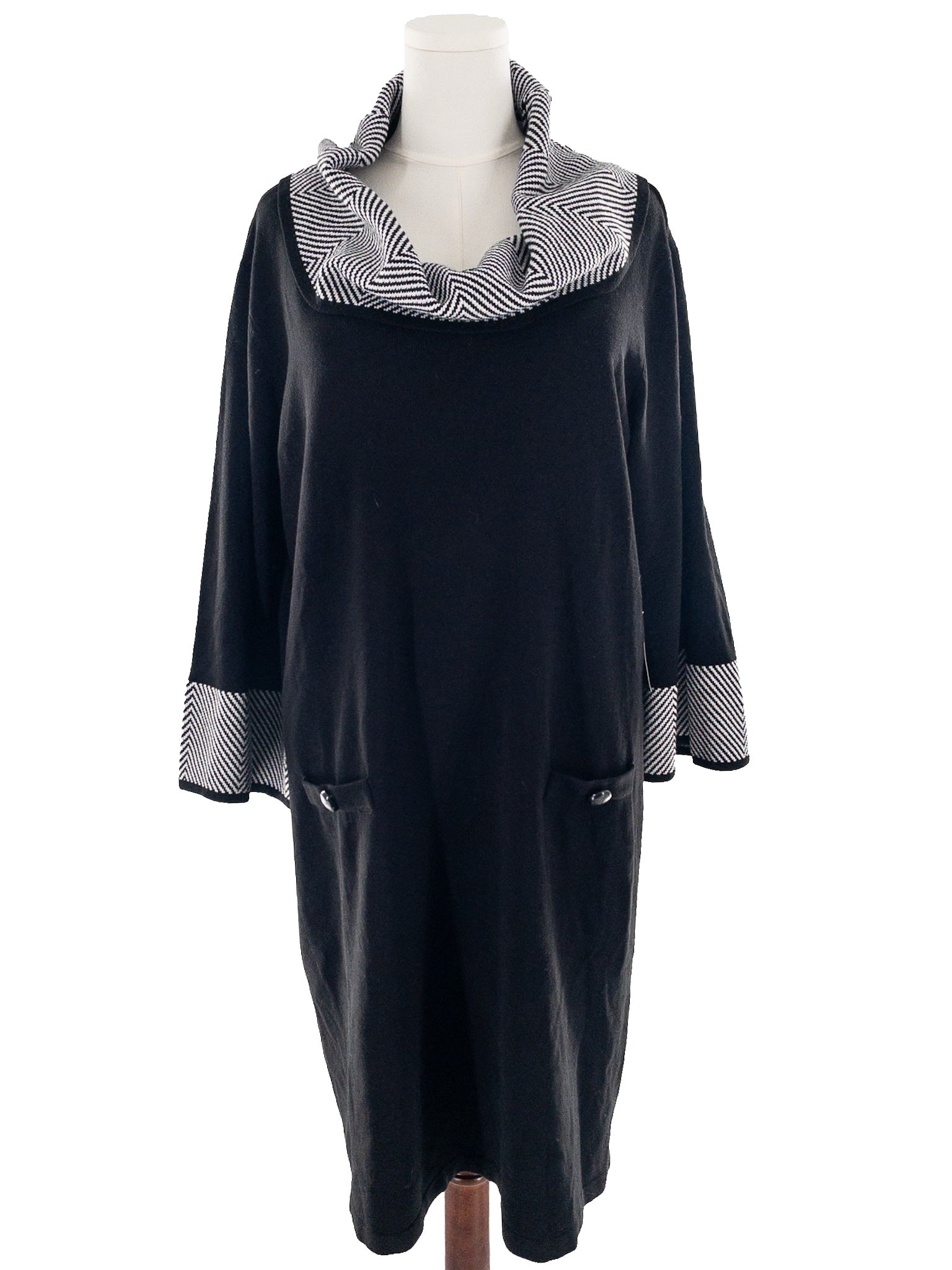 JH Black White Acrylic Blend 3/4 Sleeve Size xxxl Dress