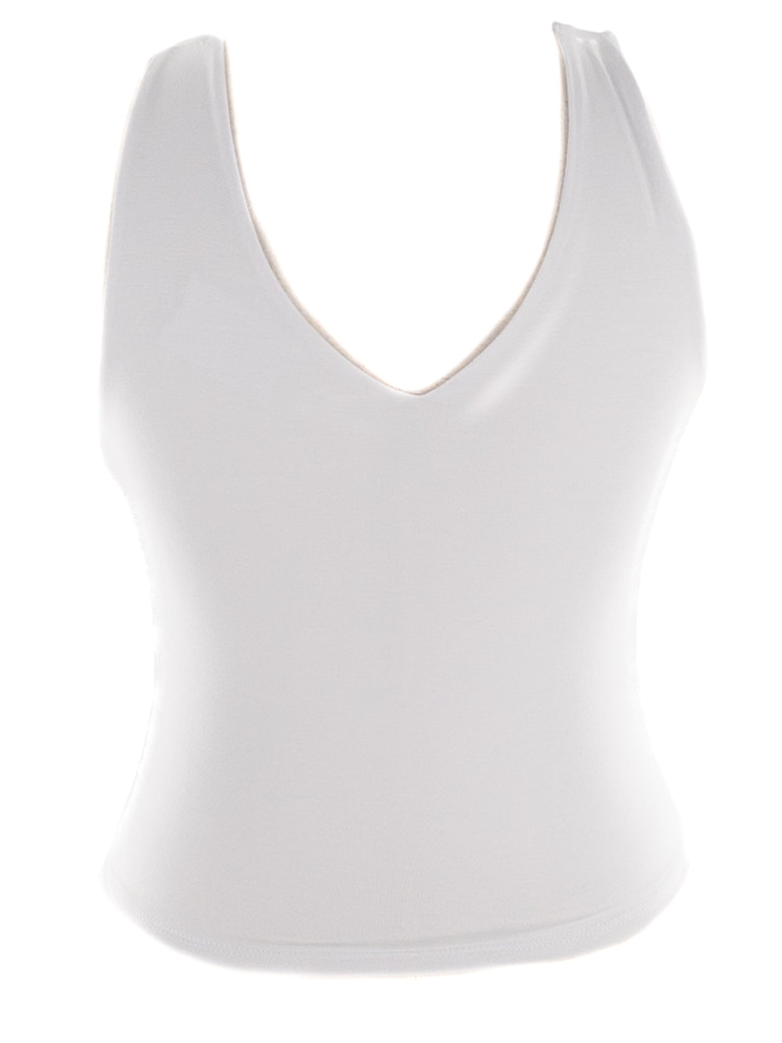 Becool White V Neck Rayon Blend Size L Tank Top
