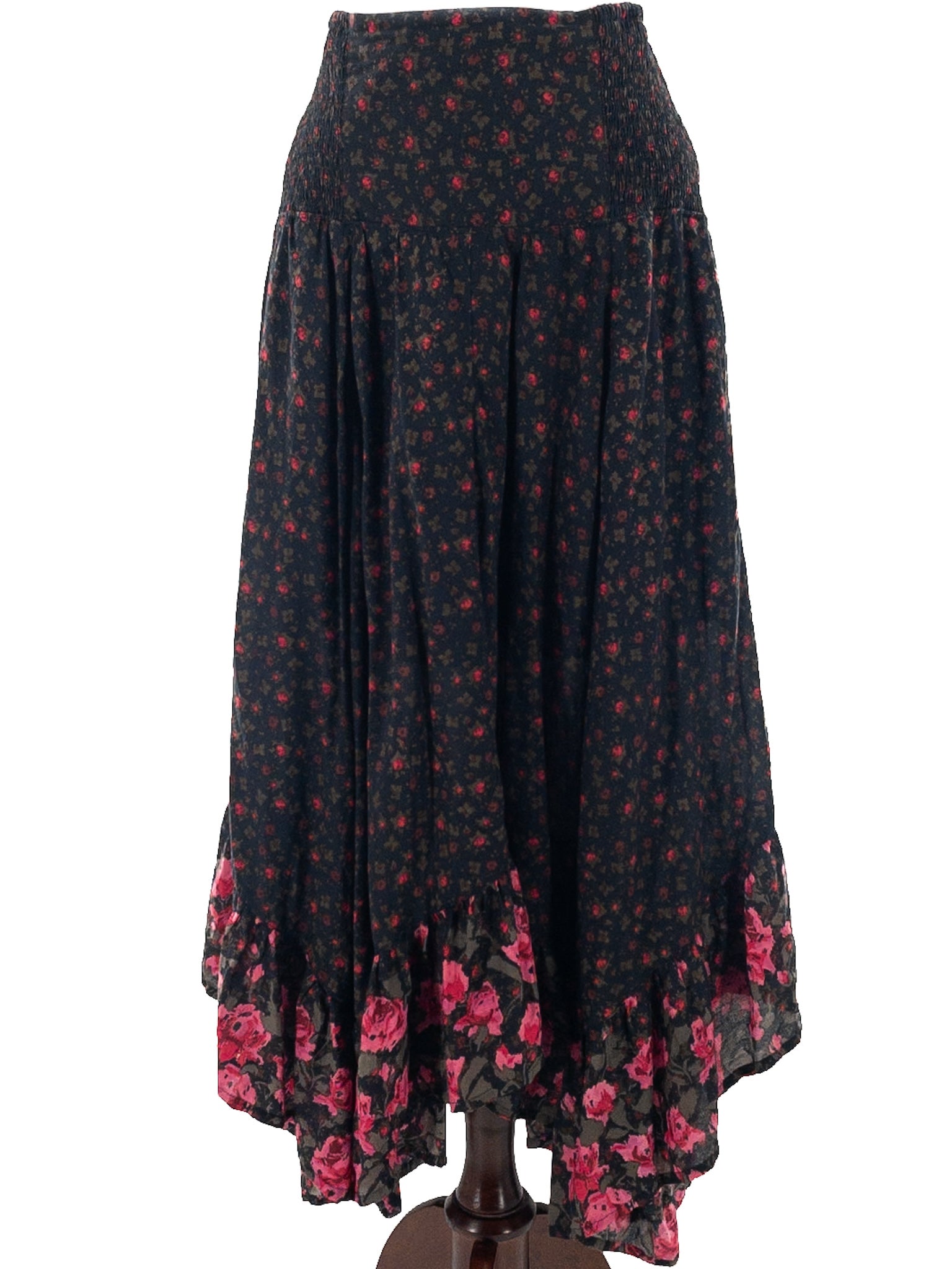 Natural Life Black Multi Floral Cotton Size M Skirt