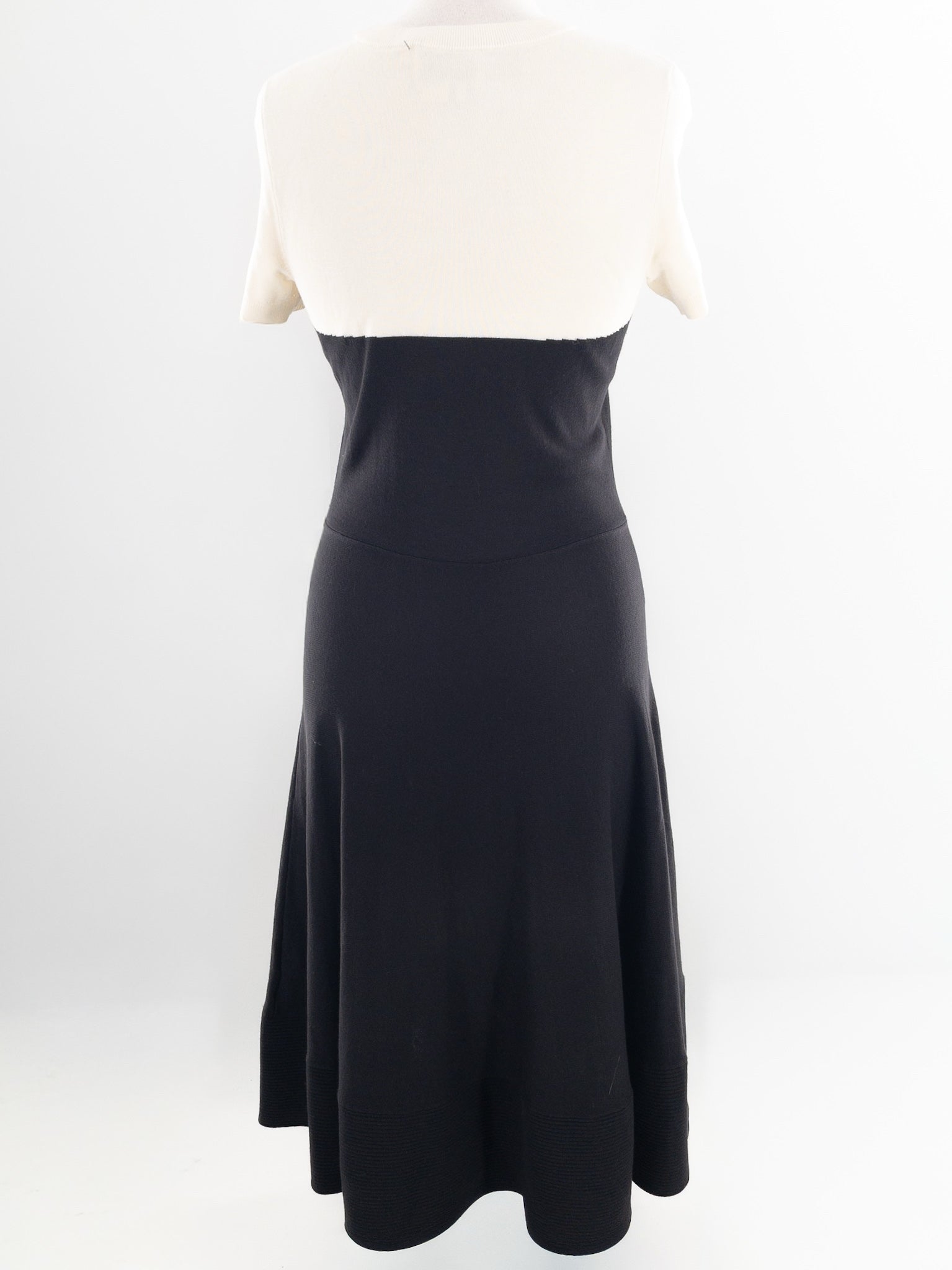 Kate Spade Cream Black Color Block Viscose Blend Short Sleeve Size M Dress