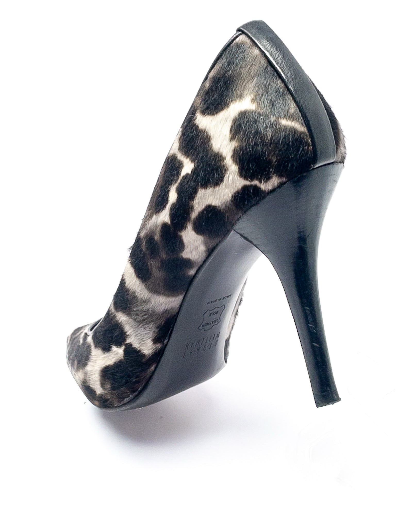 Stuart Weitzman Black Brown Leopard Print Leather 8.5 Pumps