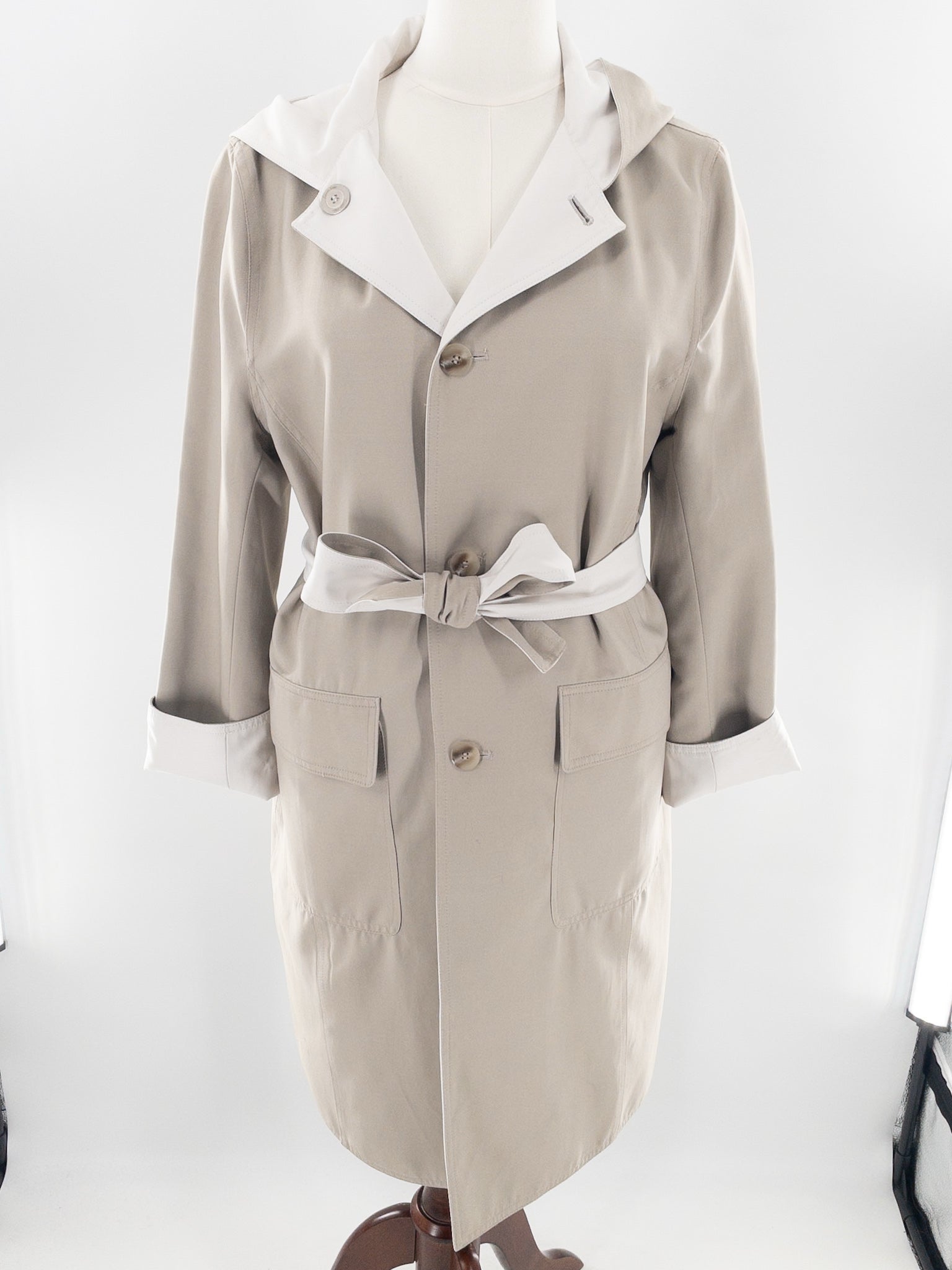 Calvin Klein Khaki White Polyester Blend Size M Jacket