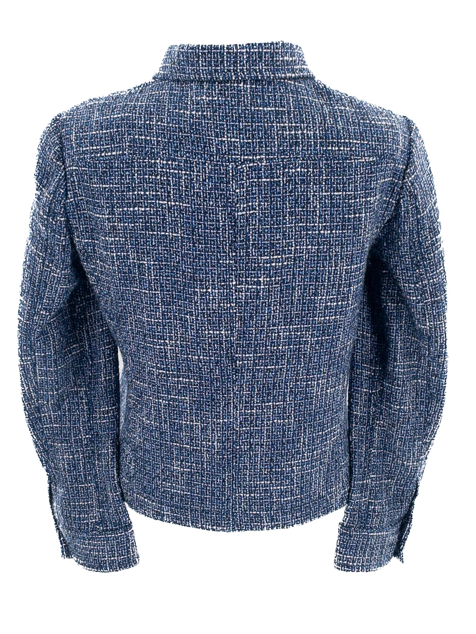 J McLaughlin Blue White Woven Cotton Blend Size S Blazer