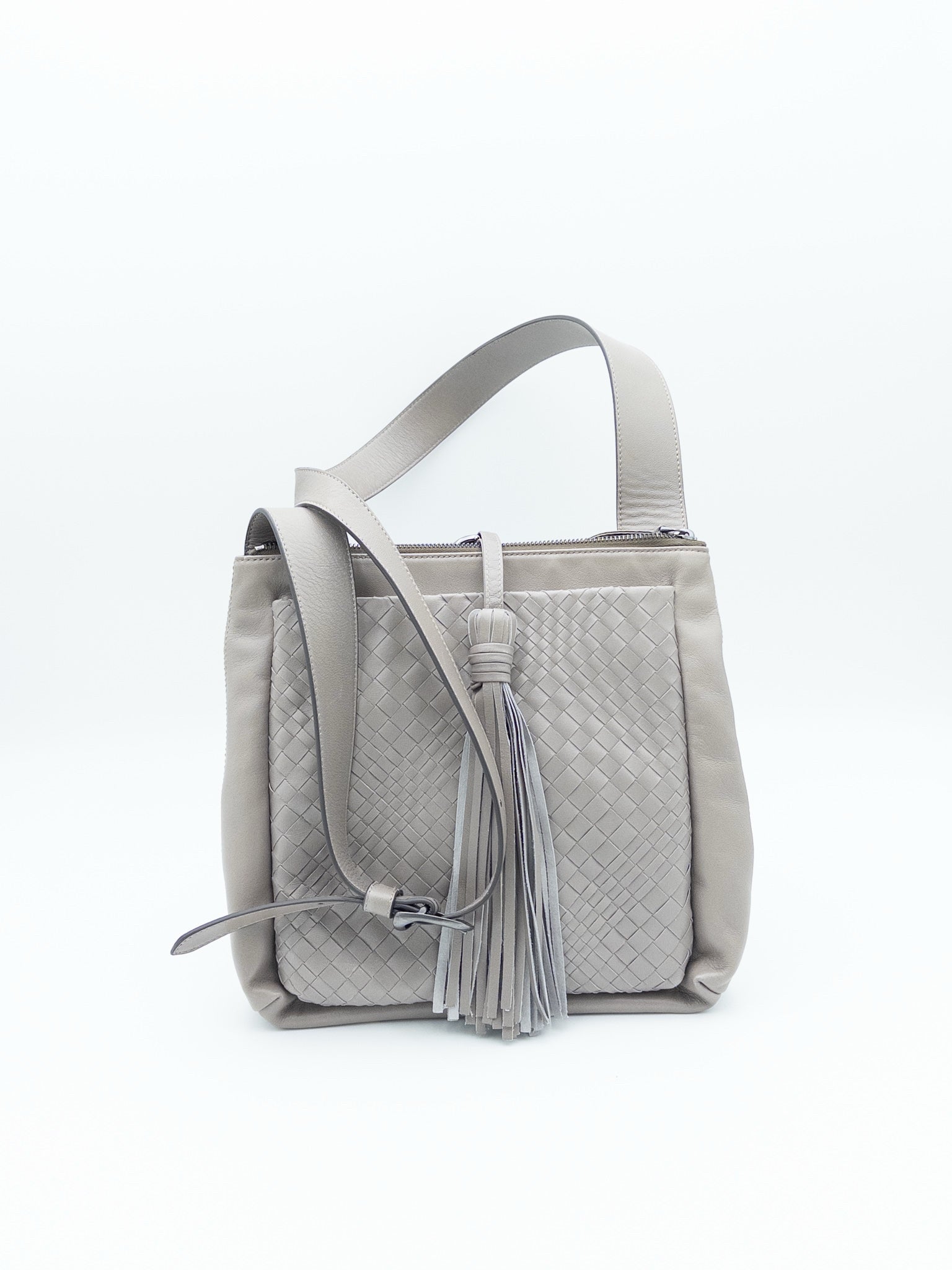 Jennifer Tattanelli Taupe Woven Leather Cross Body