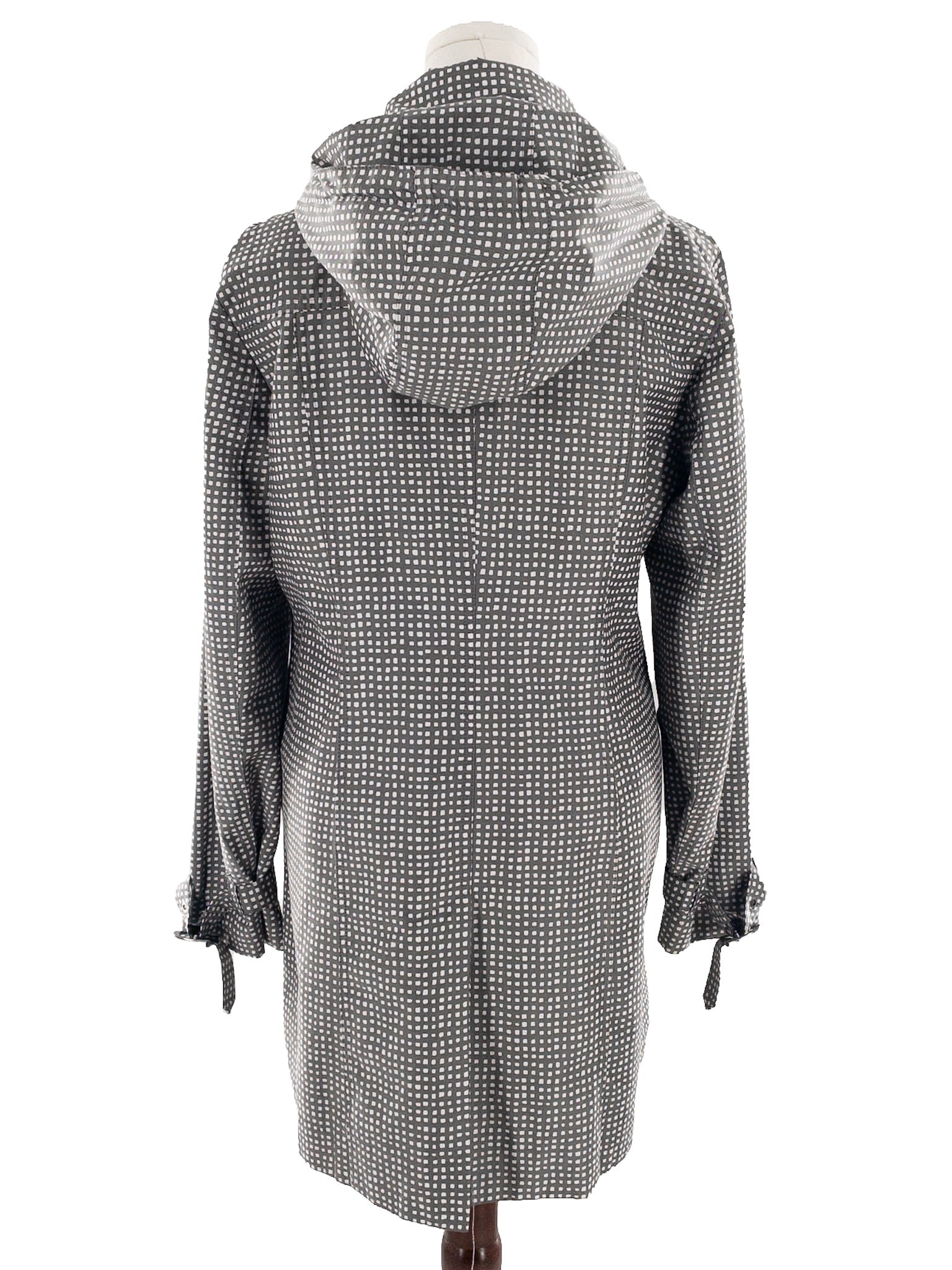 Michael Kors Gray White Checkered Polyester Size M Coat