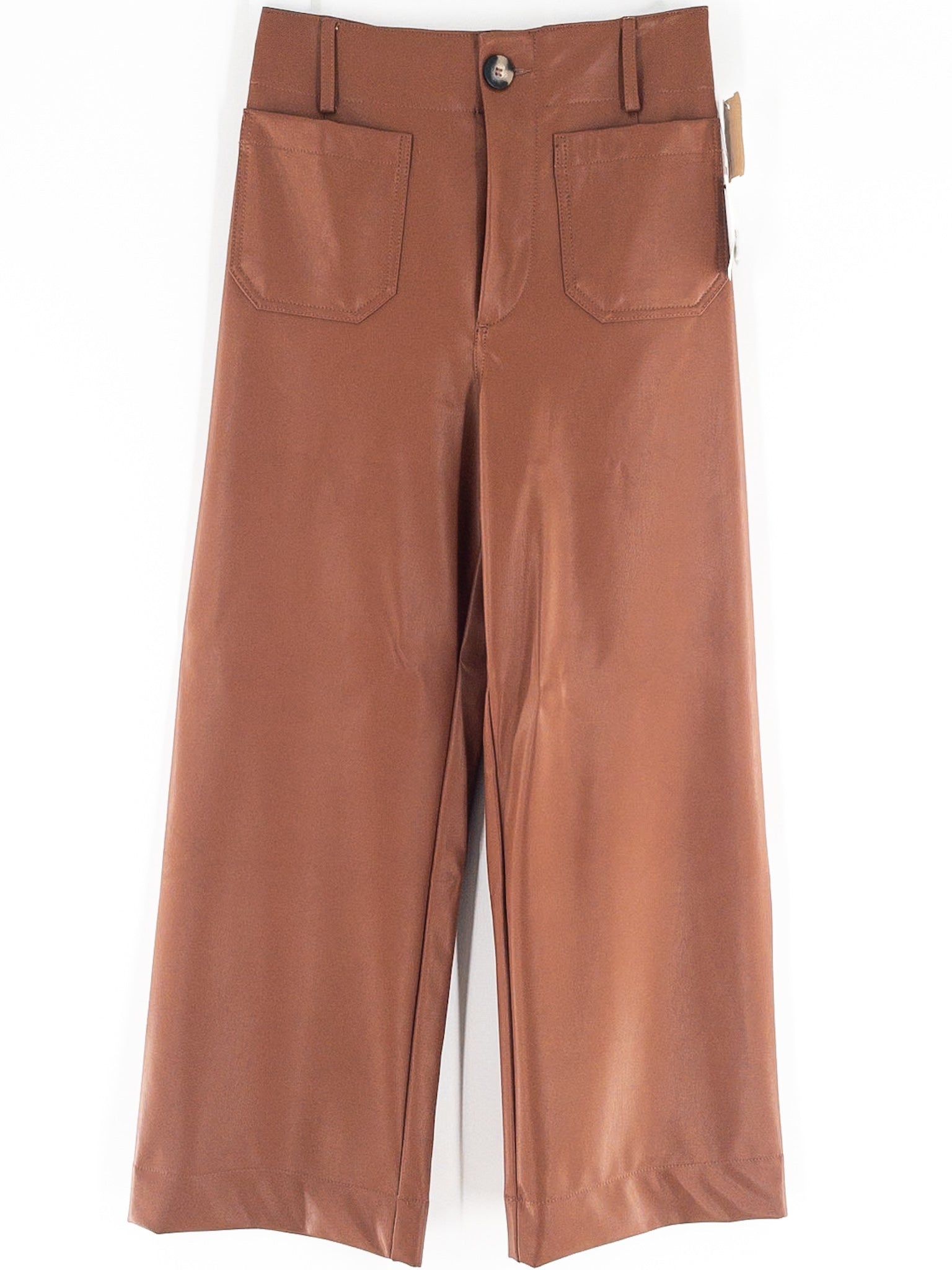 Maeve Caramel Patch Pockets Faux Leather Wide Leg Size 0 Pants