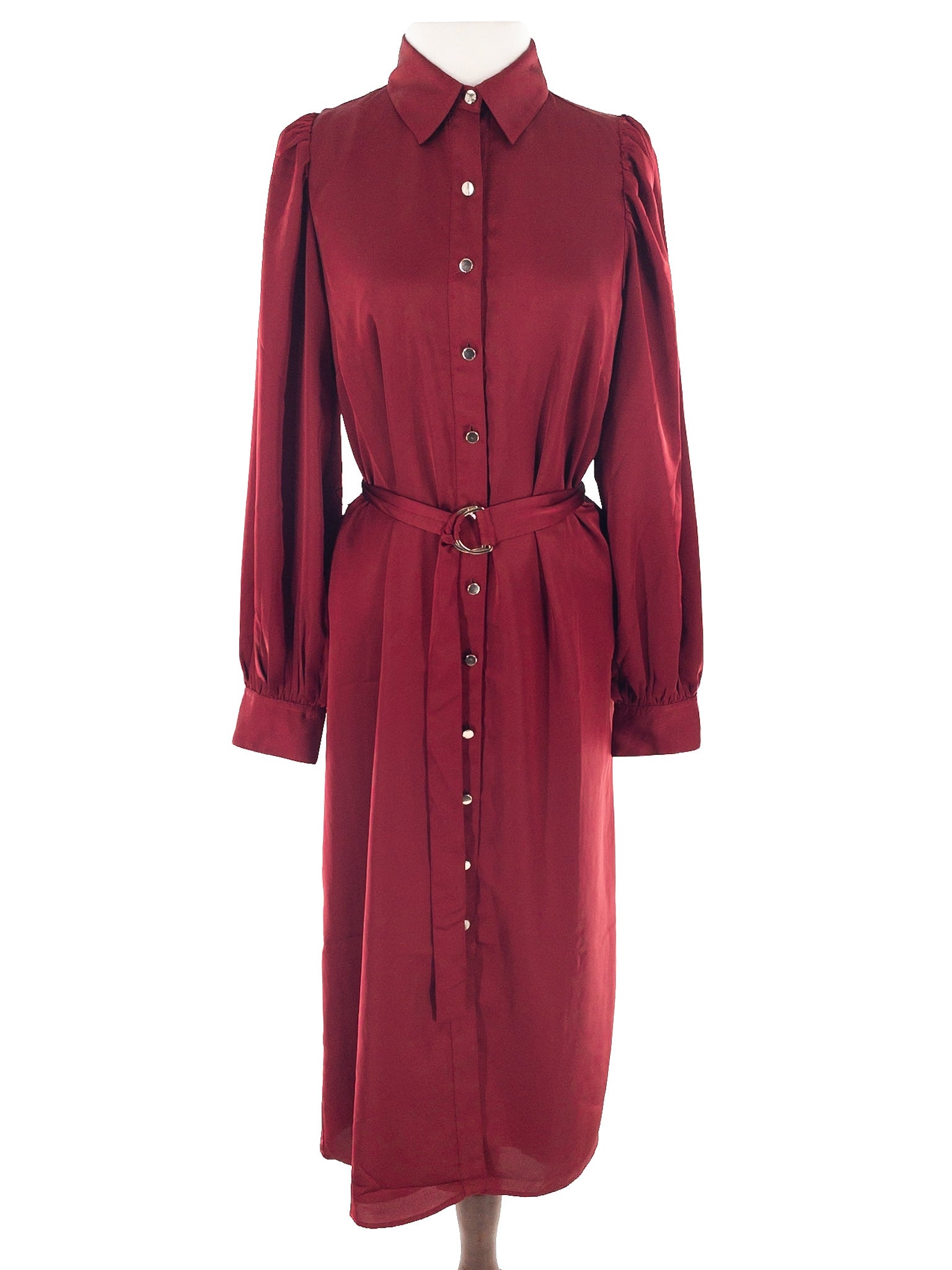 Ann Taylor Maroon Polyester Long Sleeve Size 6 Dress