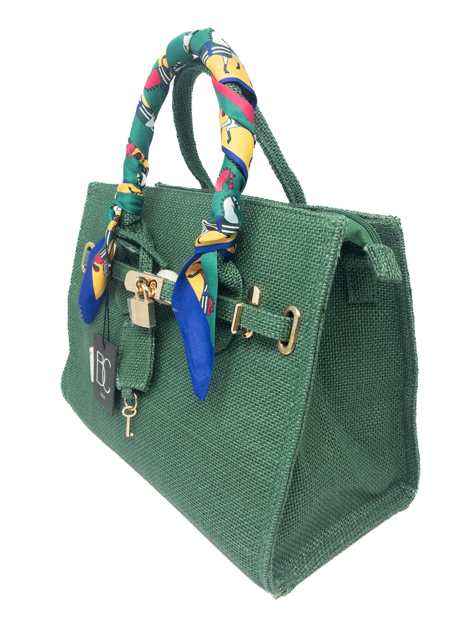 BC Bags Green Woven Fabric Purse