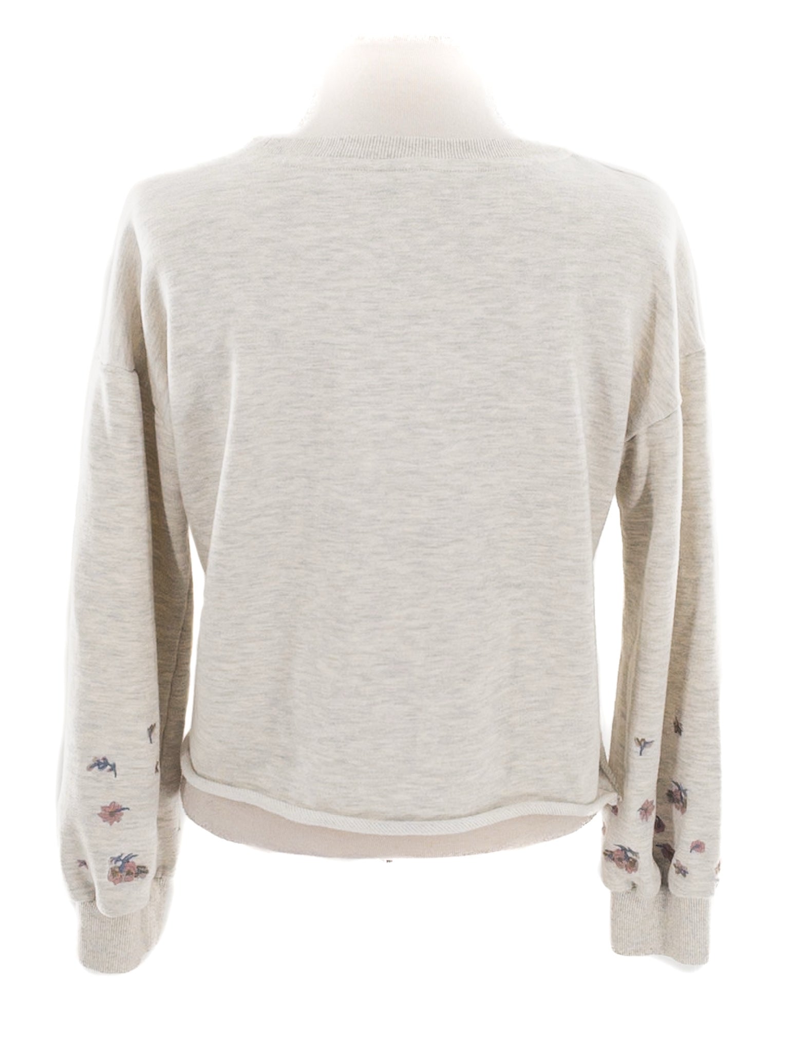 Hem & Thread Gray Embroidered Cotton Blend Size S Sweatshirt